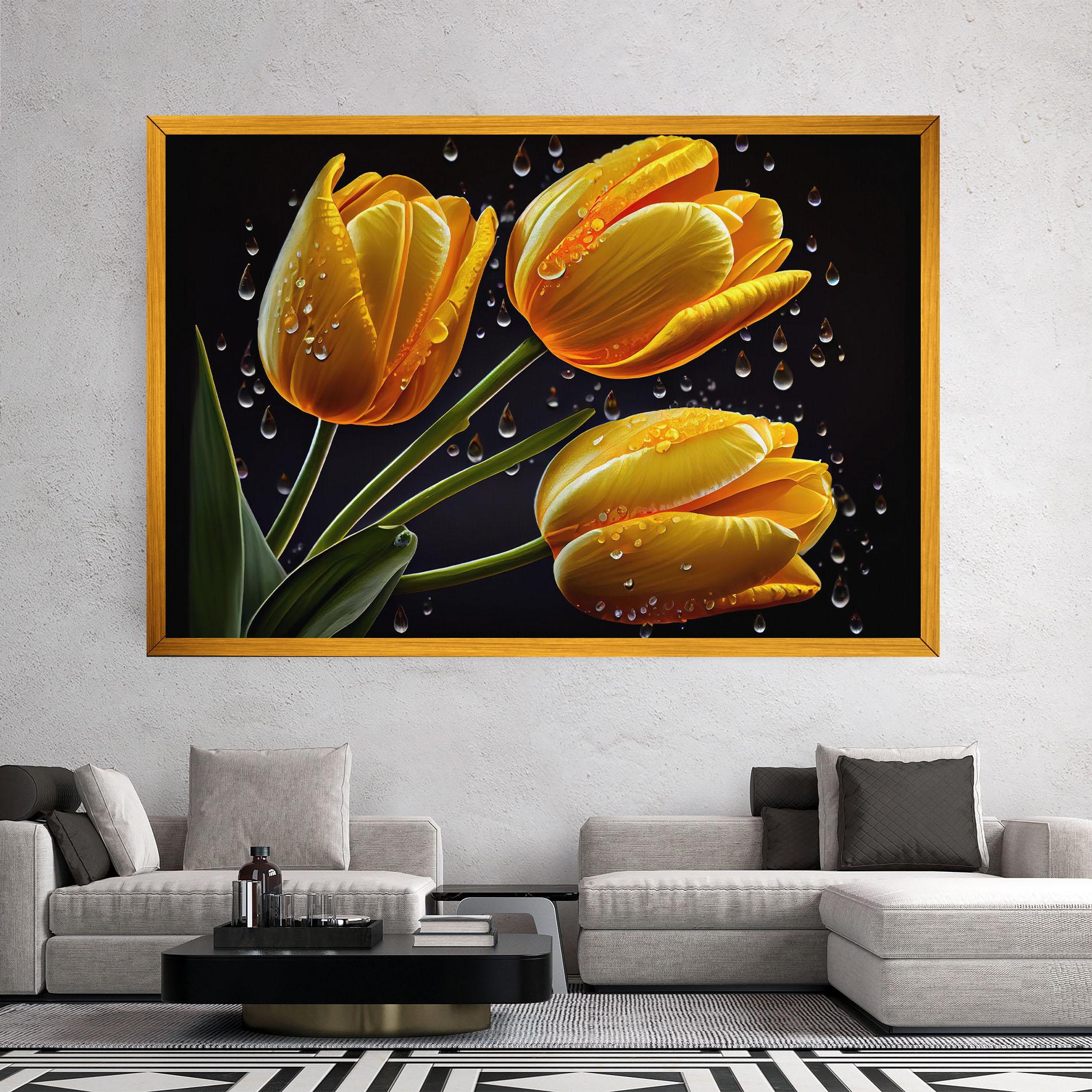Картина на платно 3 Yellow Tulips mockup 2