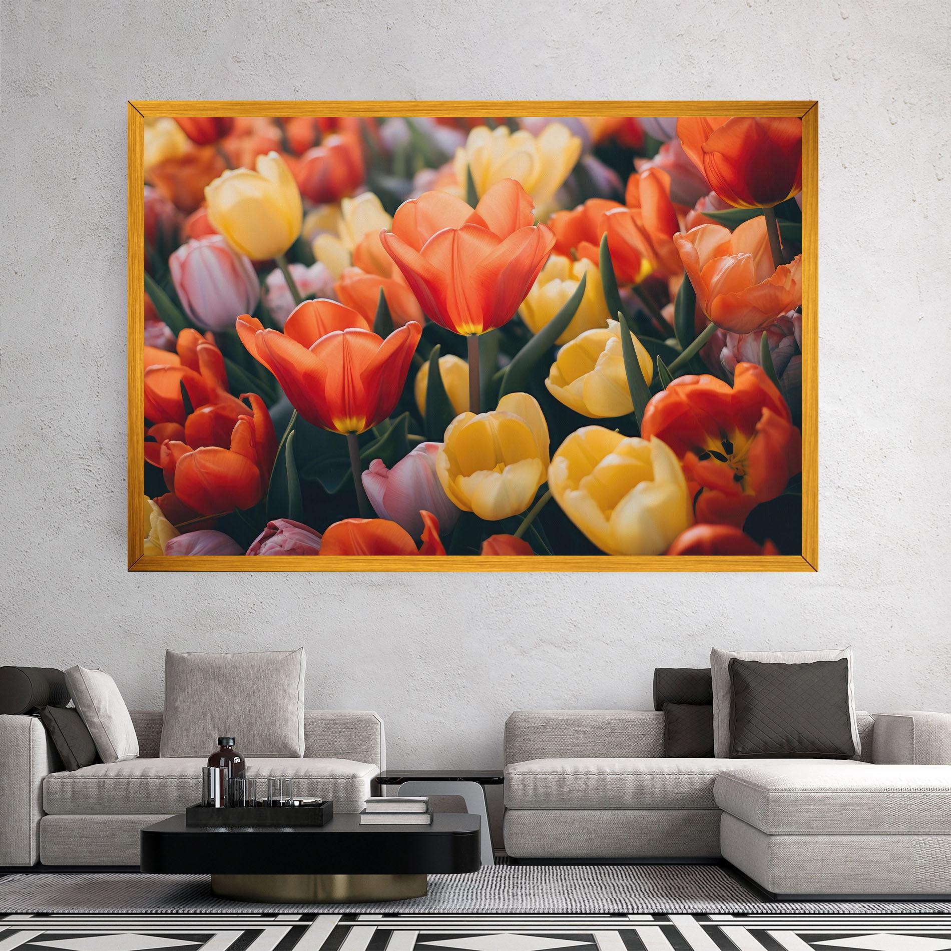 Картина на платно Orange Yellow Tulips mockup 2
