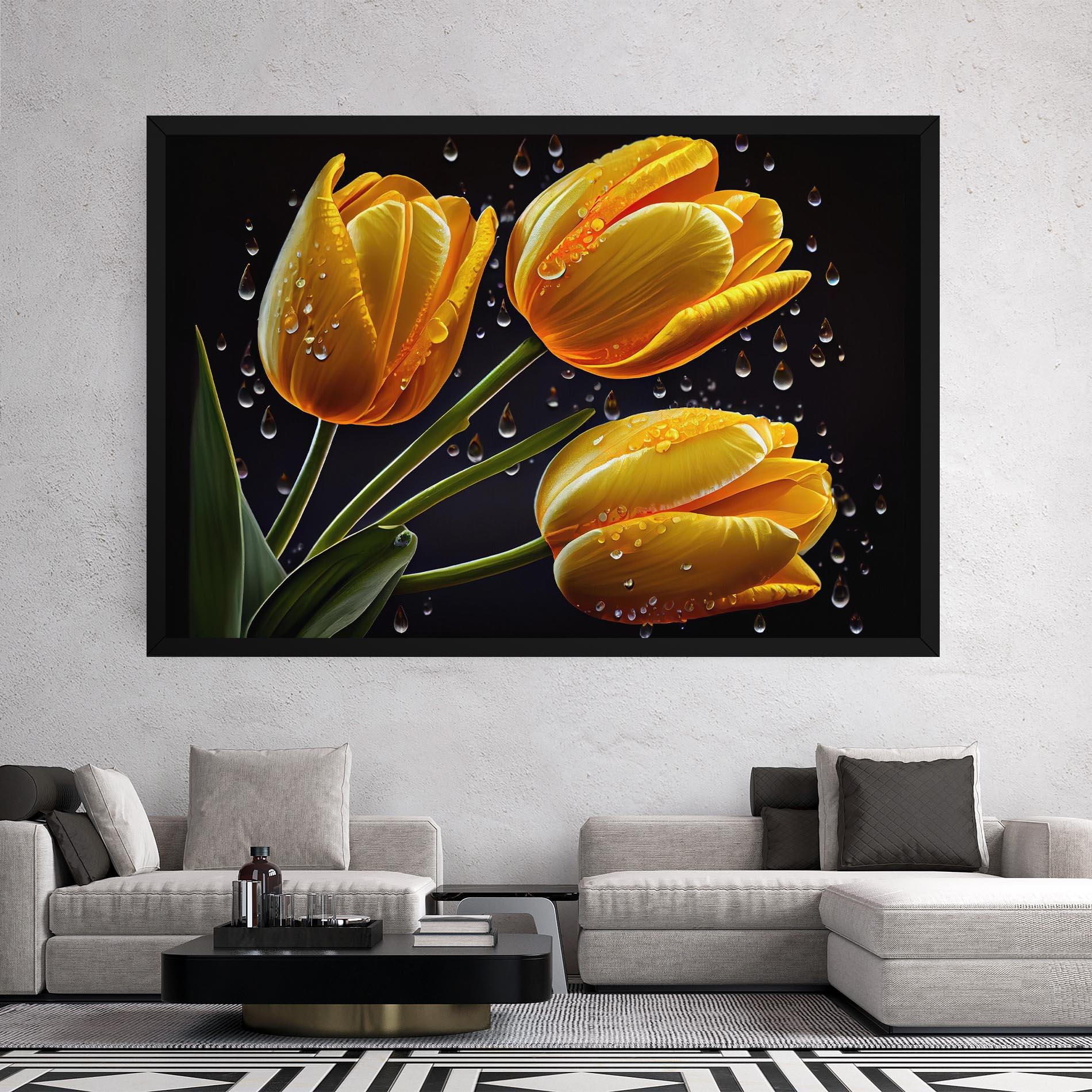 Картина на платно 3 Yellow Tulips mockup 2