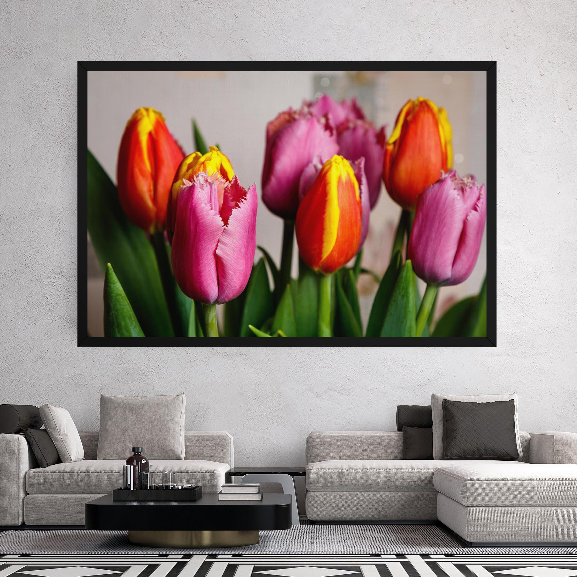 Картина на платно Pink Orange Tulips mockup 2