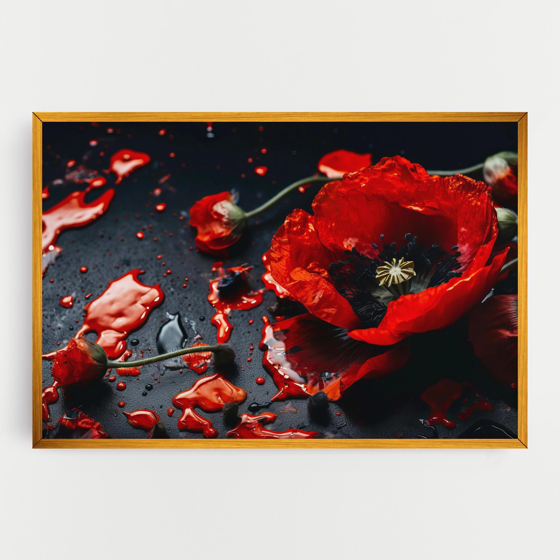 Картина на платно Beautiful Red Poppy Liquid mockup 0