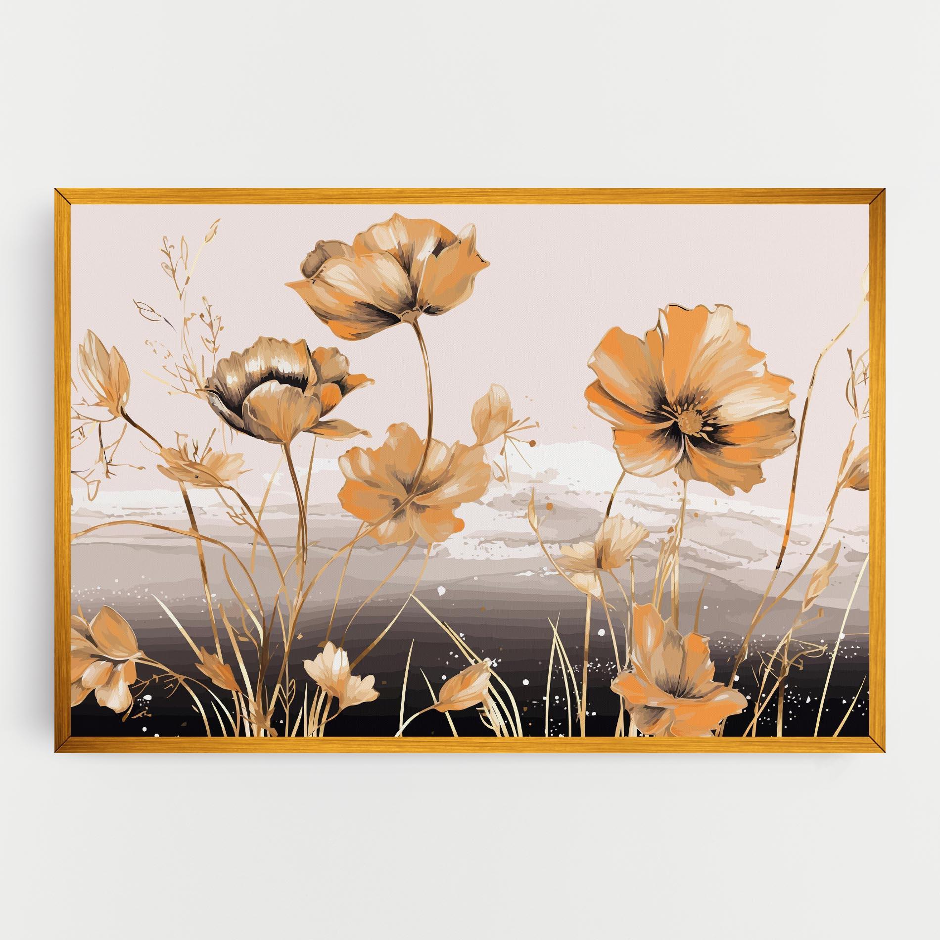 Картина на платно Gold Black Poppy mockup 0