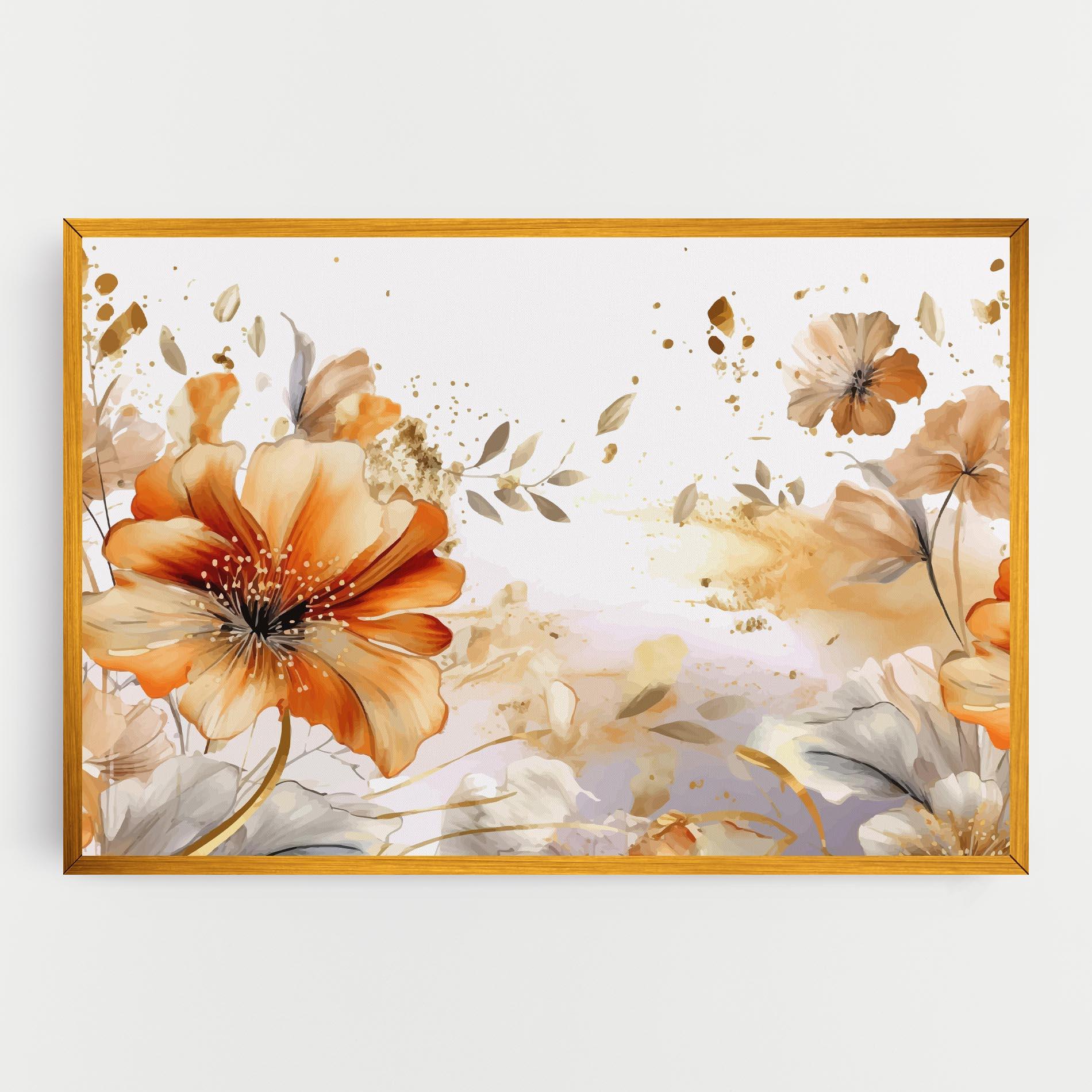 Картина на платно Gold Orange Poppy mockup 0