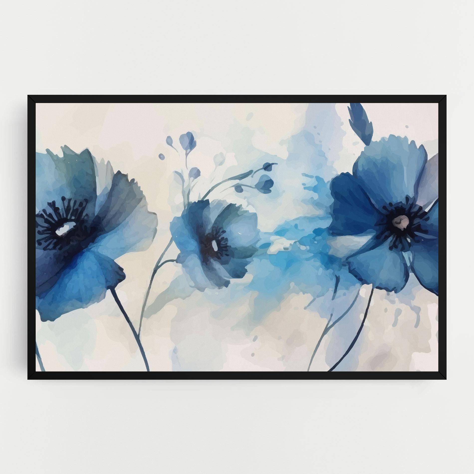 Картина на платно Blue Poppies mockup 0