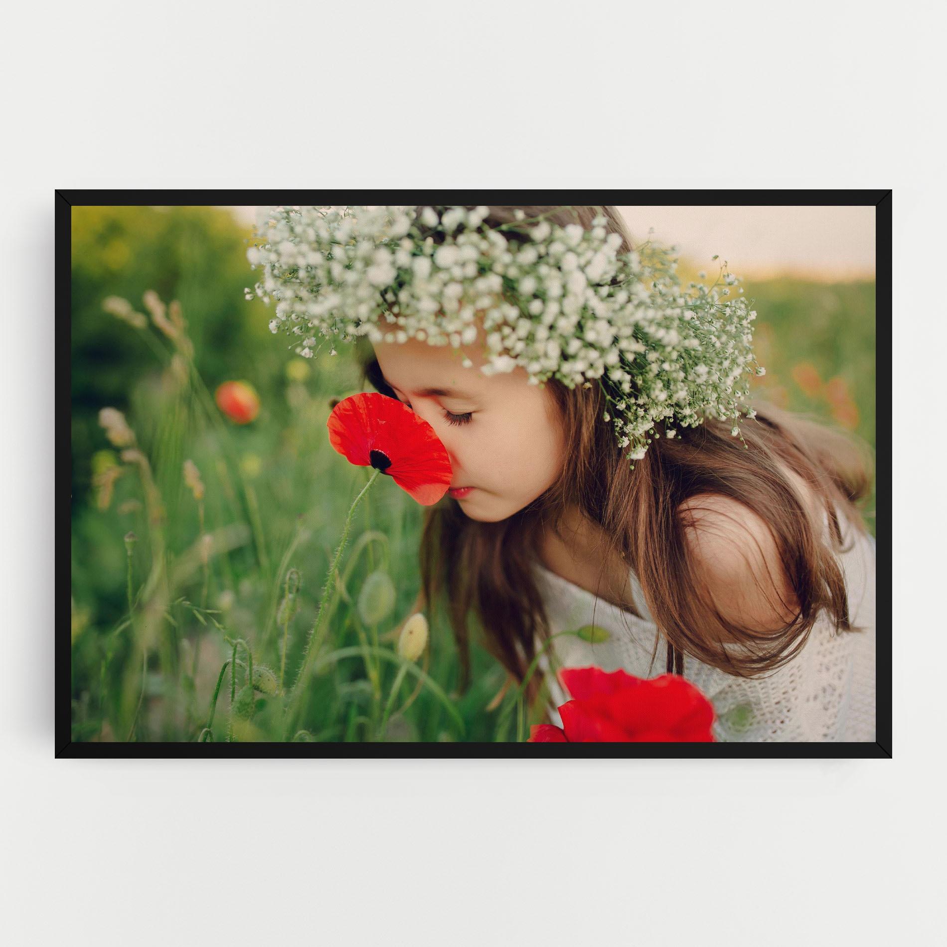 Картина на платно Girl With Poppies mockup 0