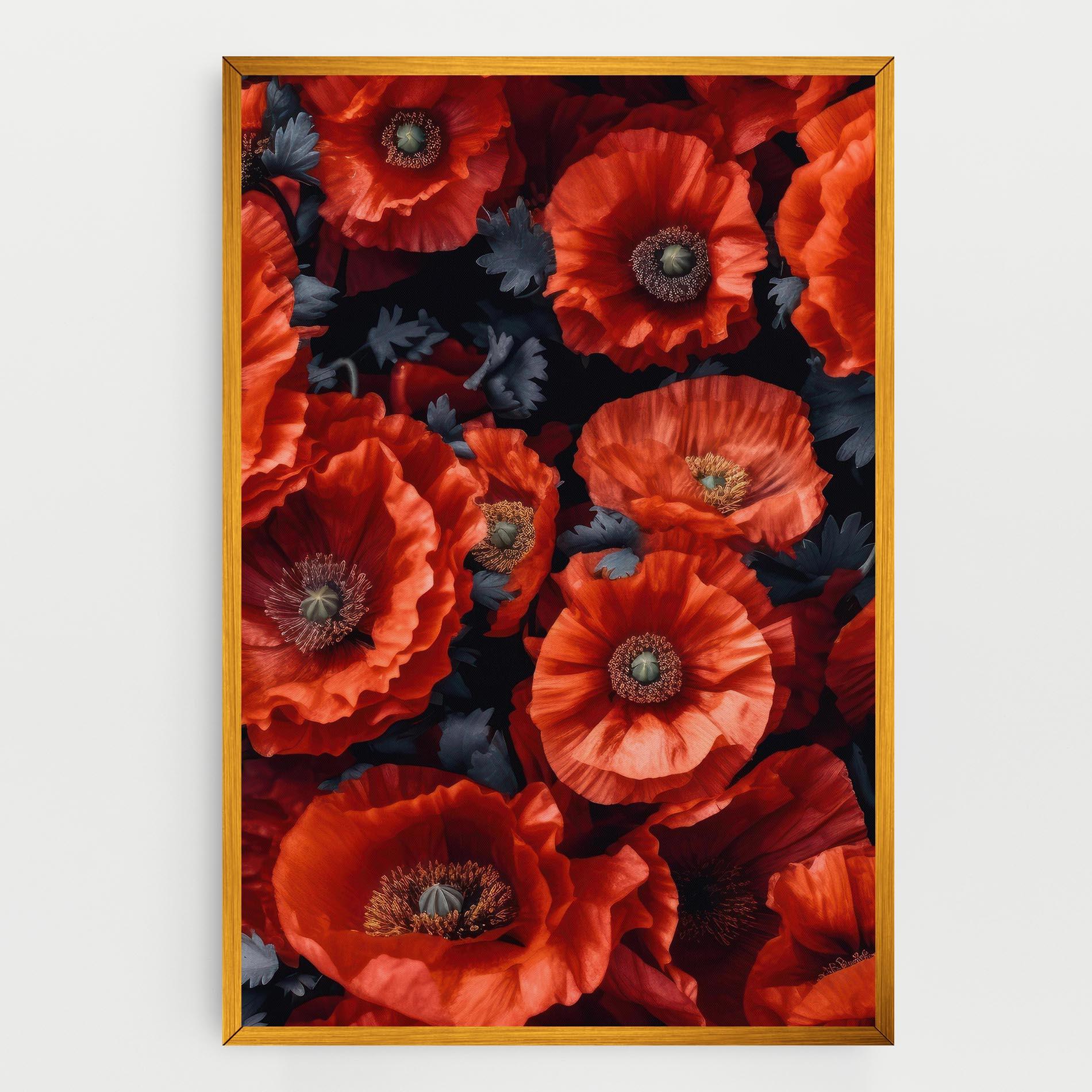 Картина на платно Black Red Poppies mockup 0