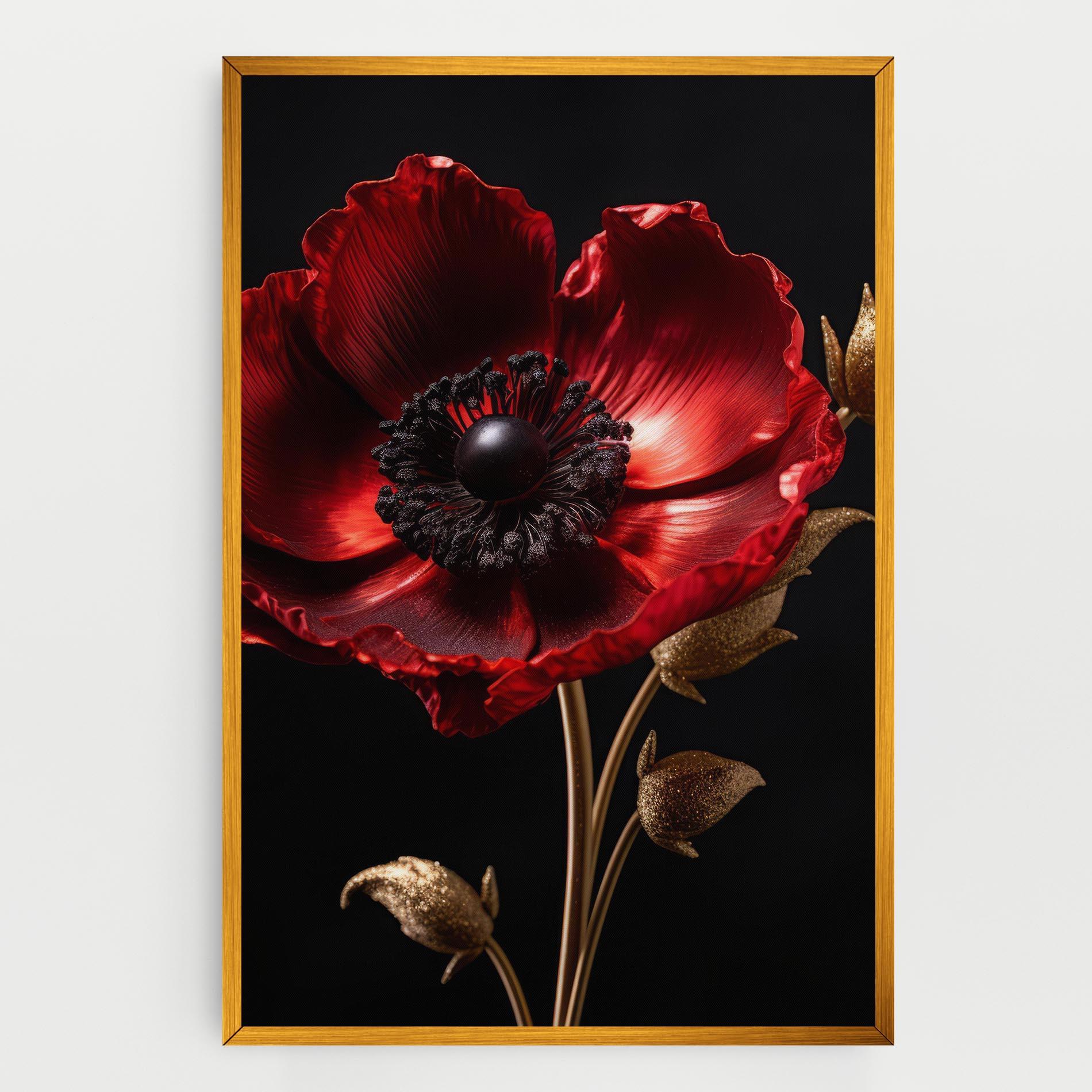 Картина на платно Dark Red Poppy mockup 0