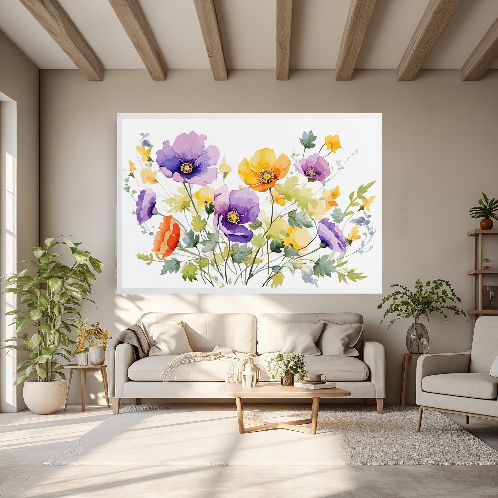 Картина на платно Purple Orange Poppy mockup 6