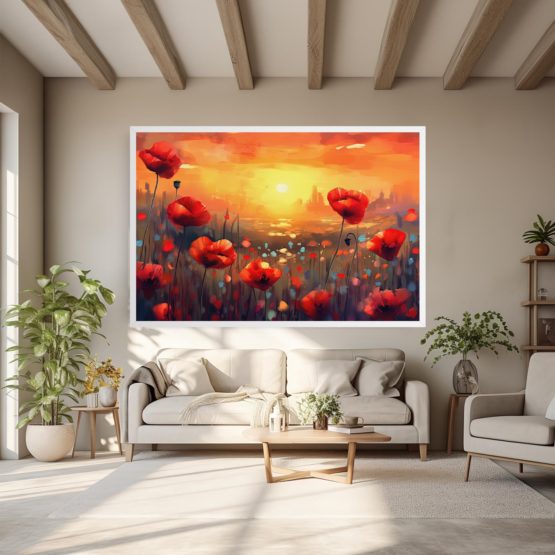 Картина на платно Sunrise Painting Poppies mockup 6