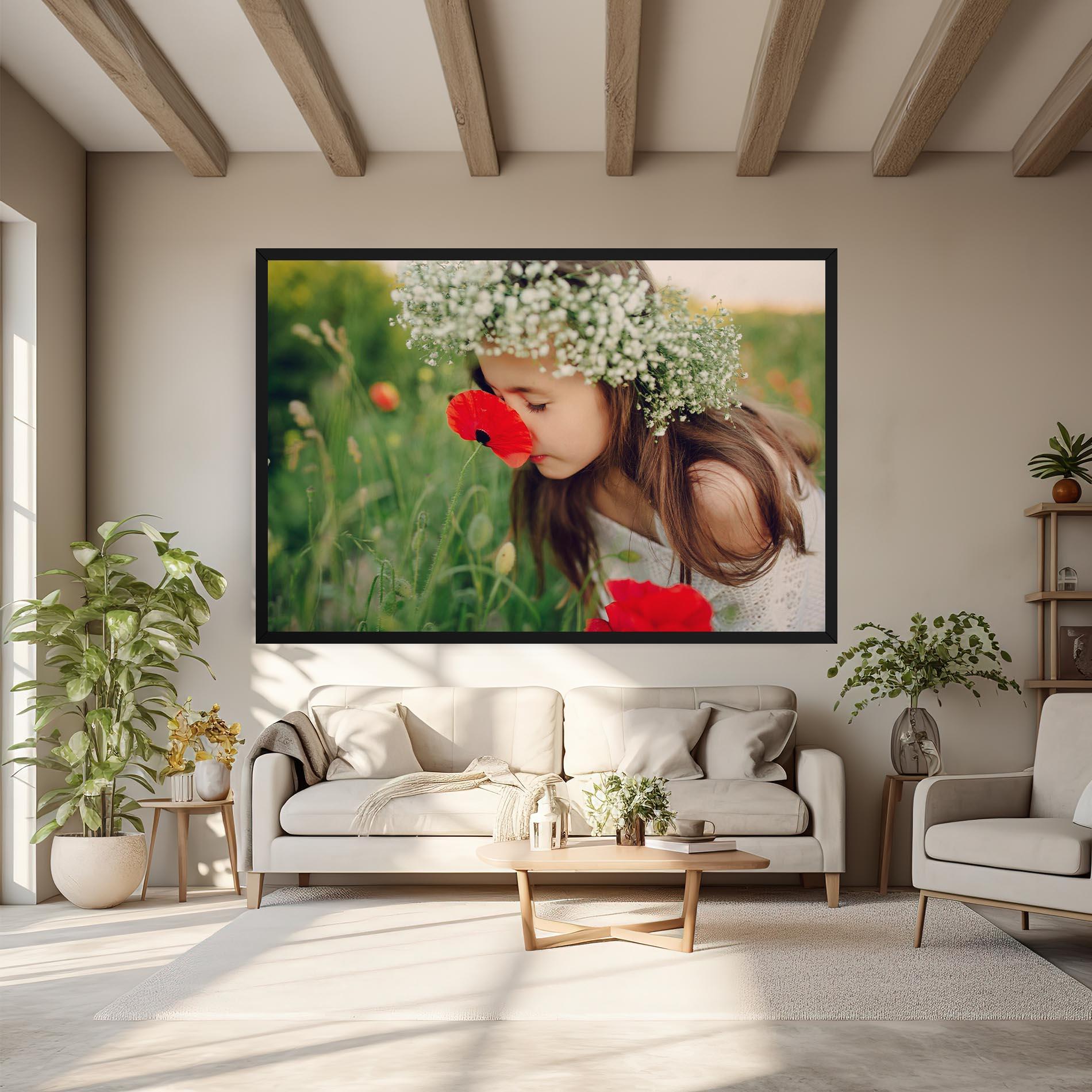 Картина на платно Girl With Poppies mockup 6