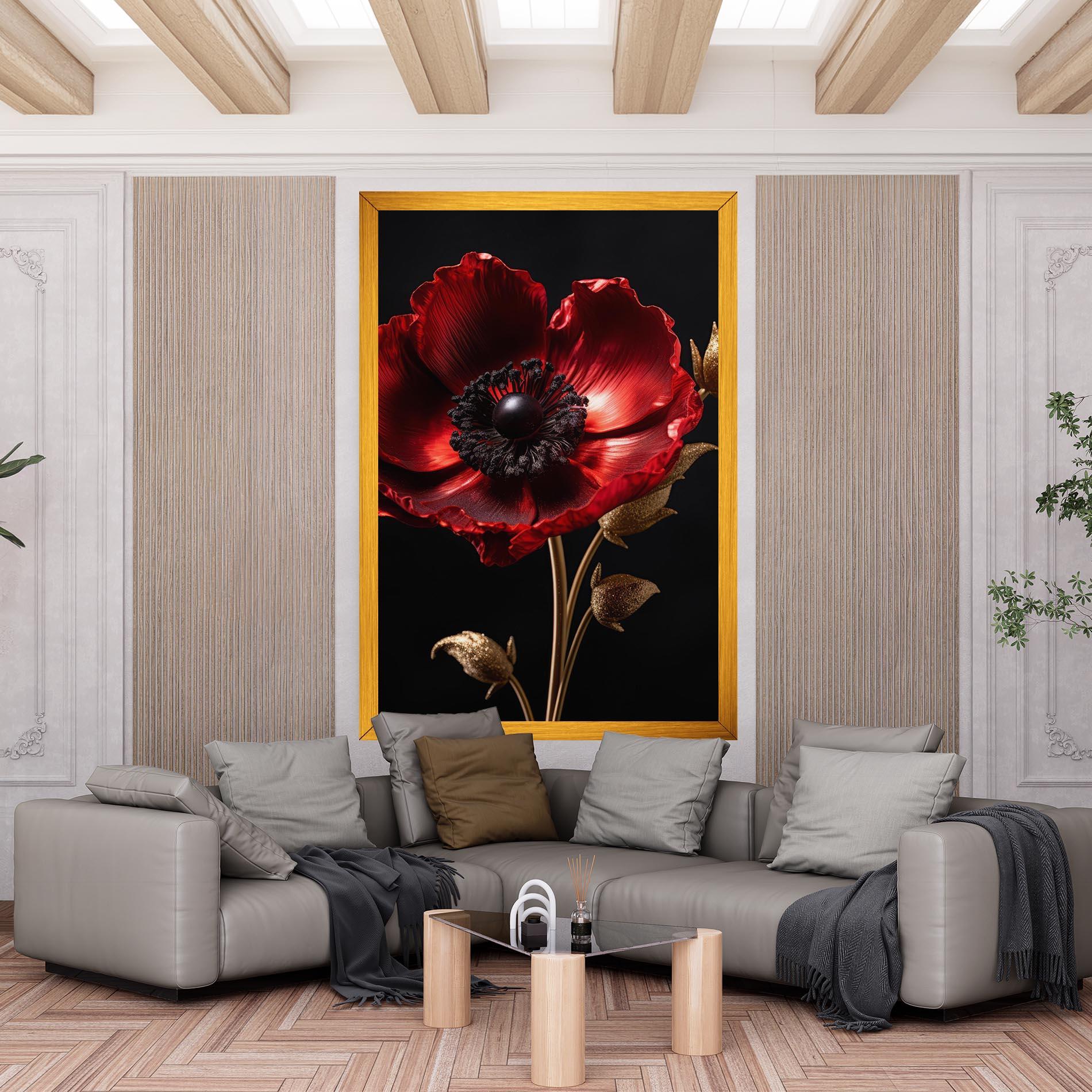Картина на платно Dark Red Poppy mockup 6