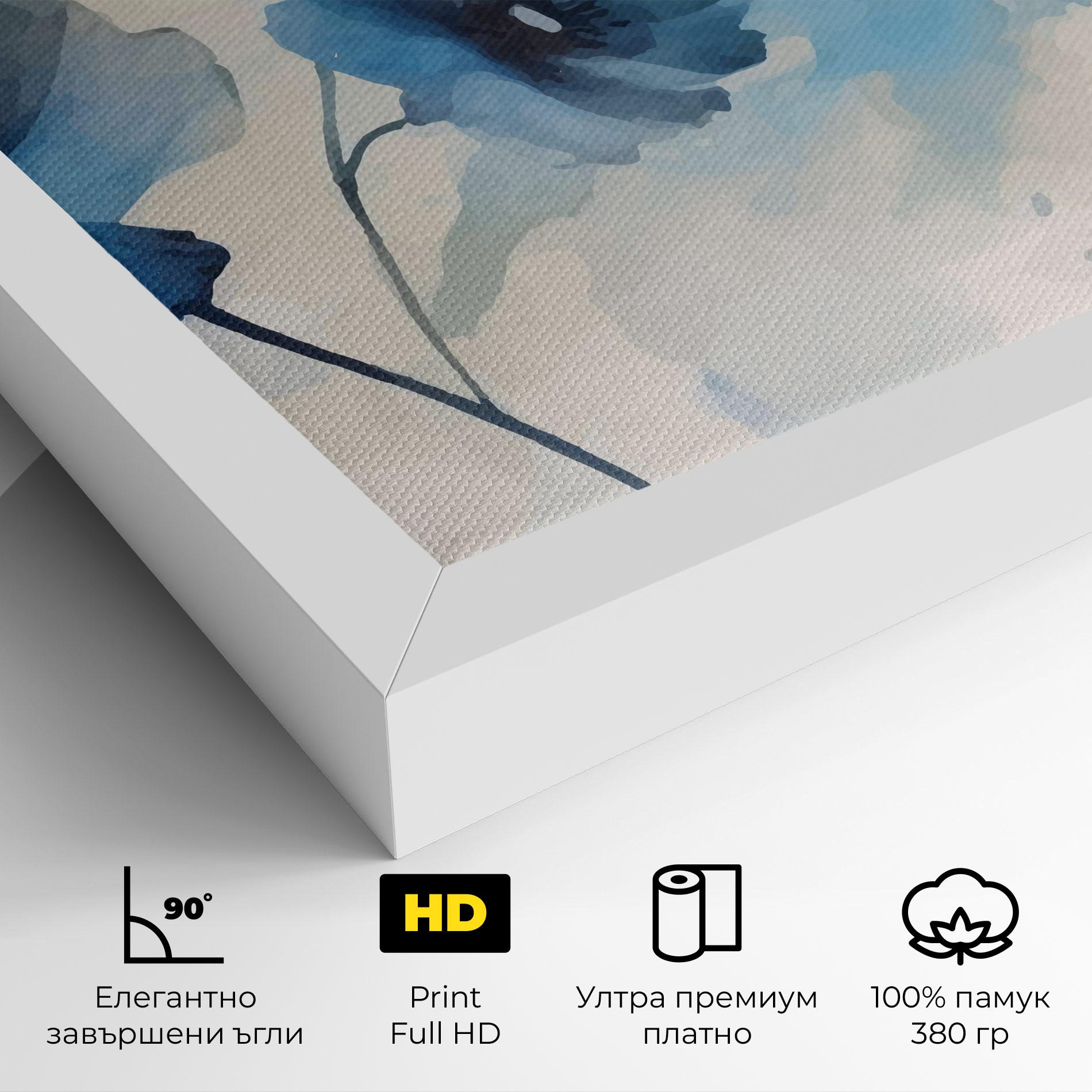 Картина на платно Blue Poppies mockup 4