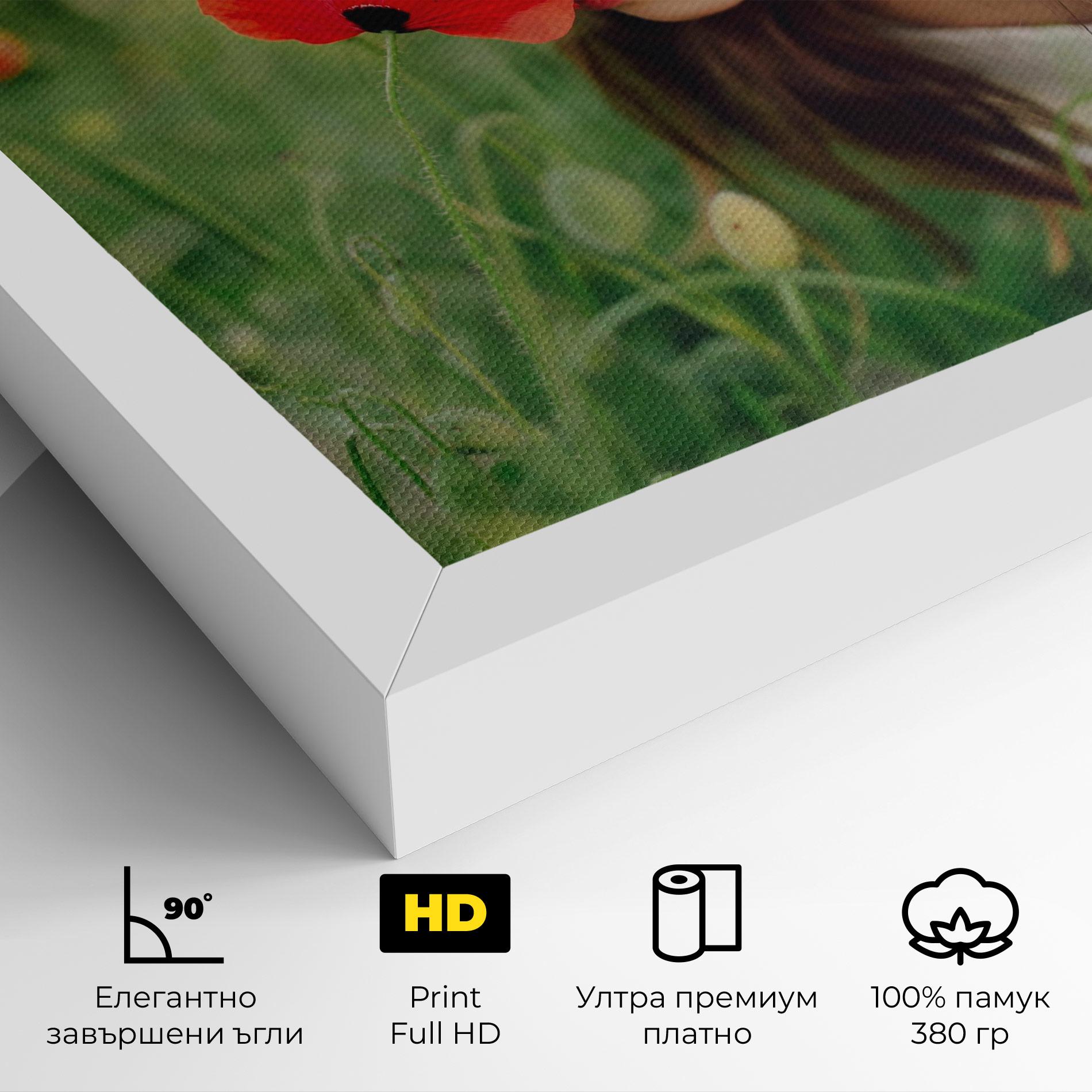 Картина на платно Girl With Poppies mockup 4