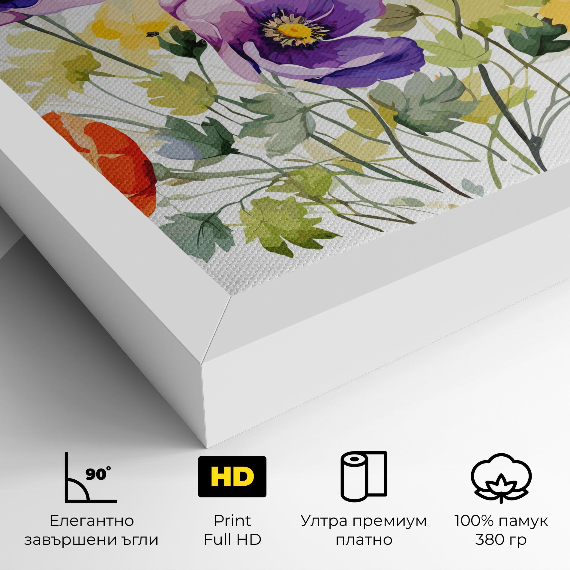 Картина на платно Purple Orange Poppy mockup 4