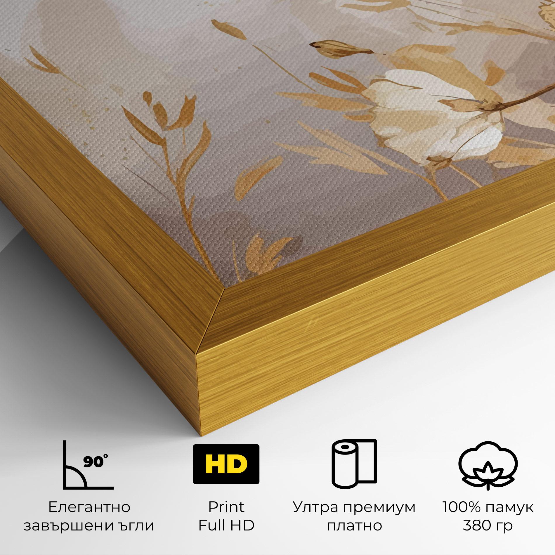 Картина на платно Gold Cream Poppy mockup 4