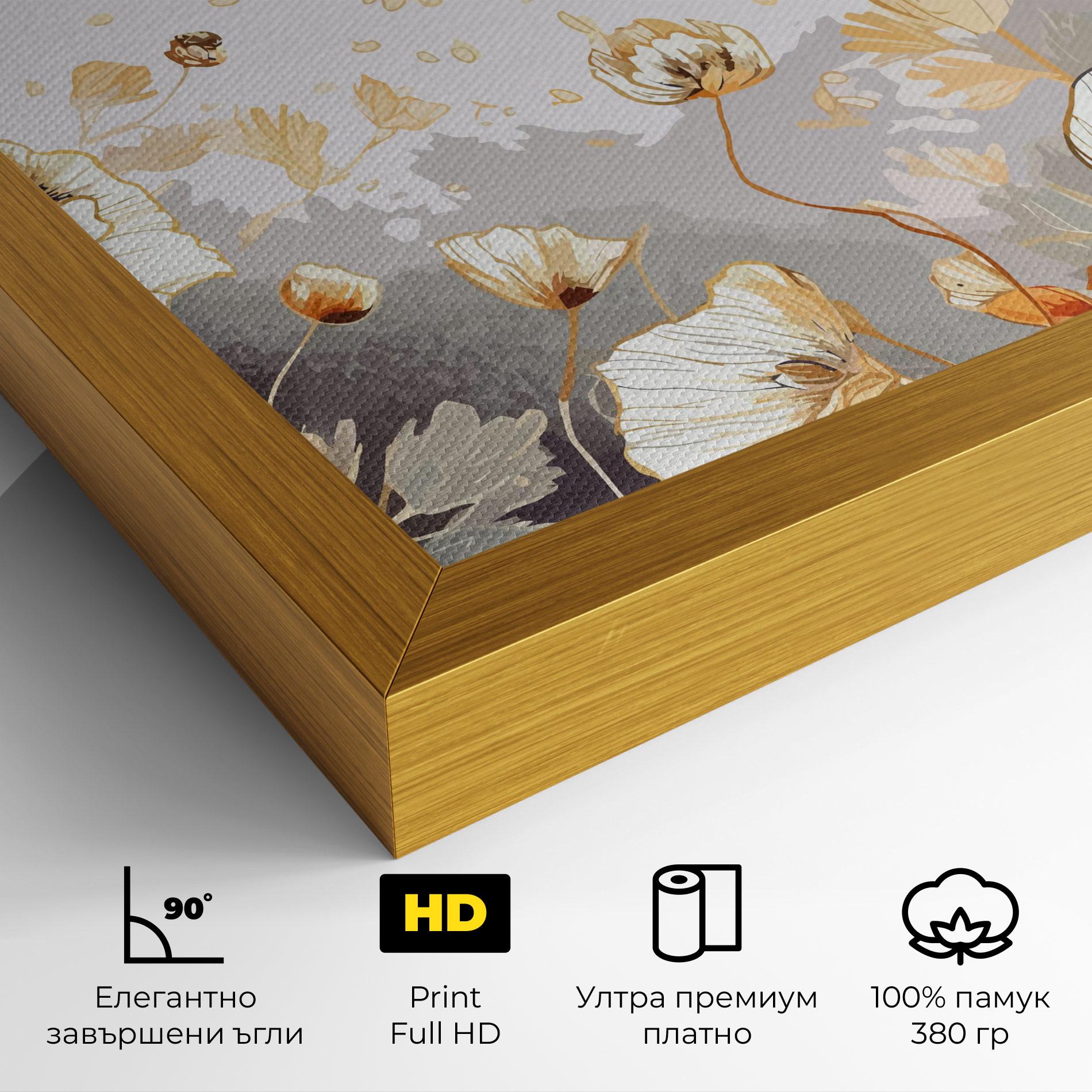 Картина на платно Gold Poppies mockup 4