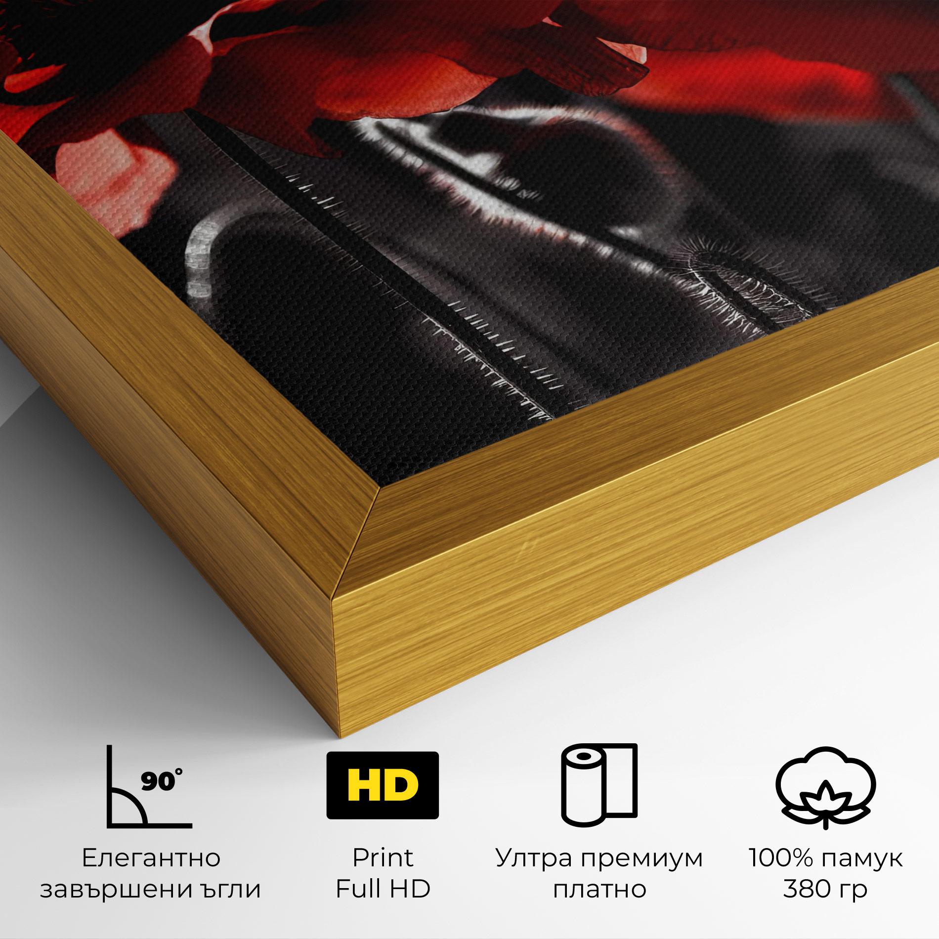 Картина на платно Light Red Poppy On Black mockup 4