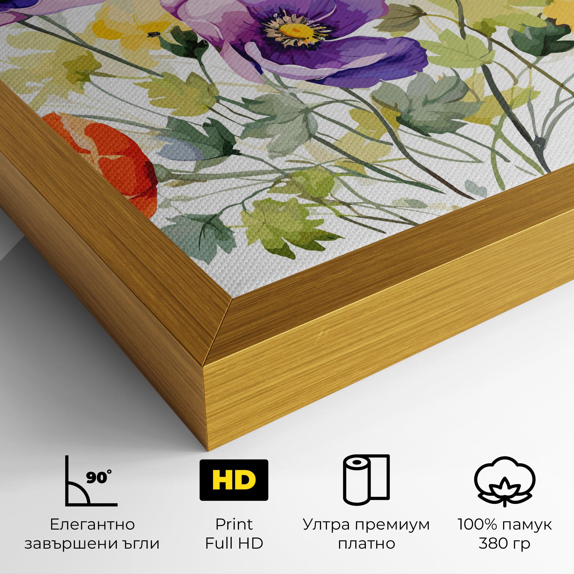 Картина на платно Purple Orange Poppy mockup 4