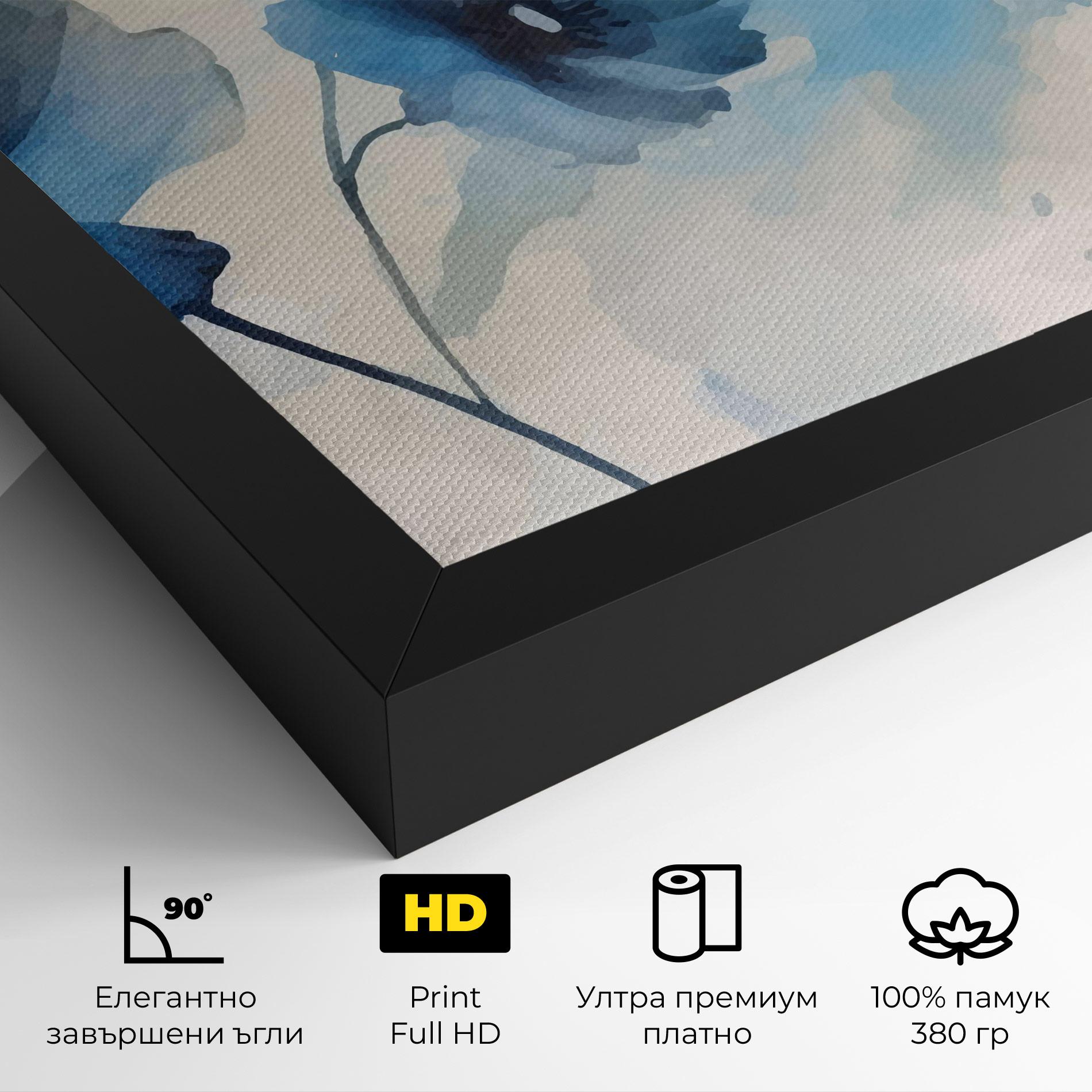 Картина на платно Blue Poppies mockup 4