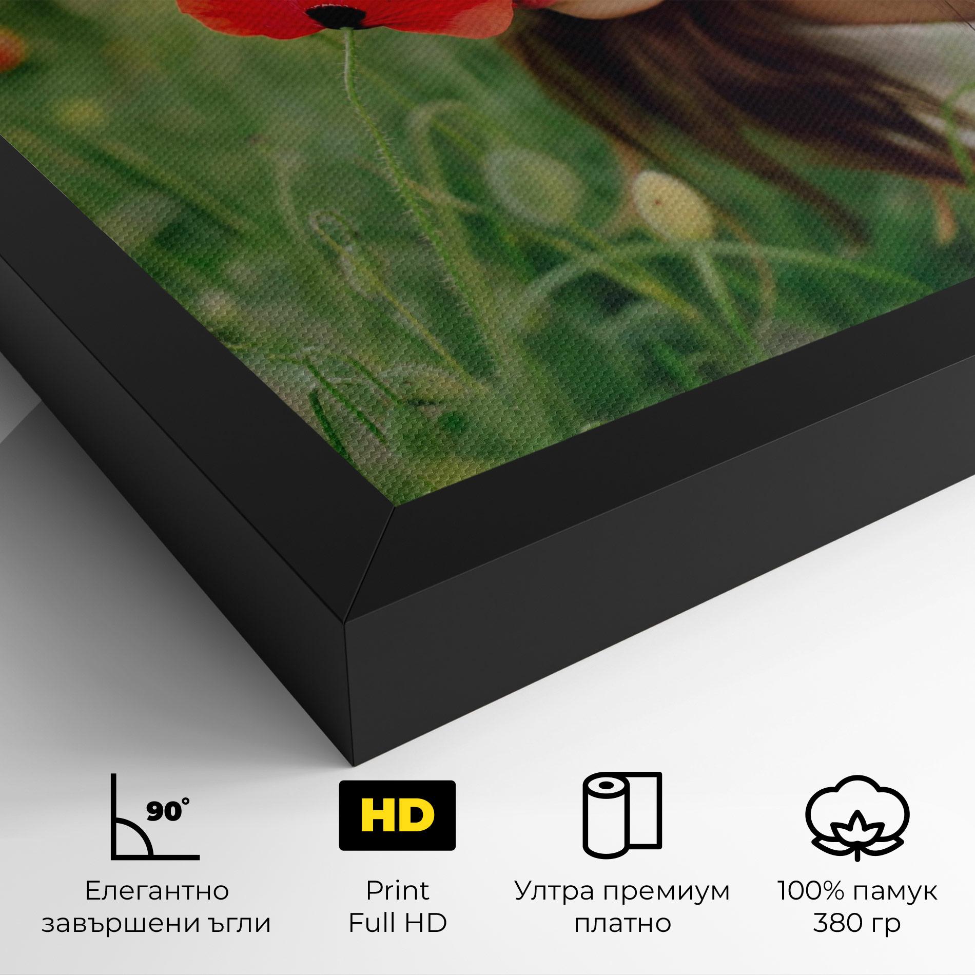 Картина на платно Girl With Poppies mockup 4