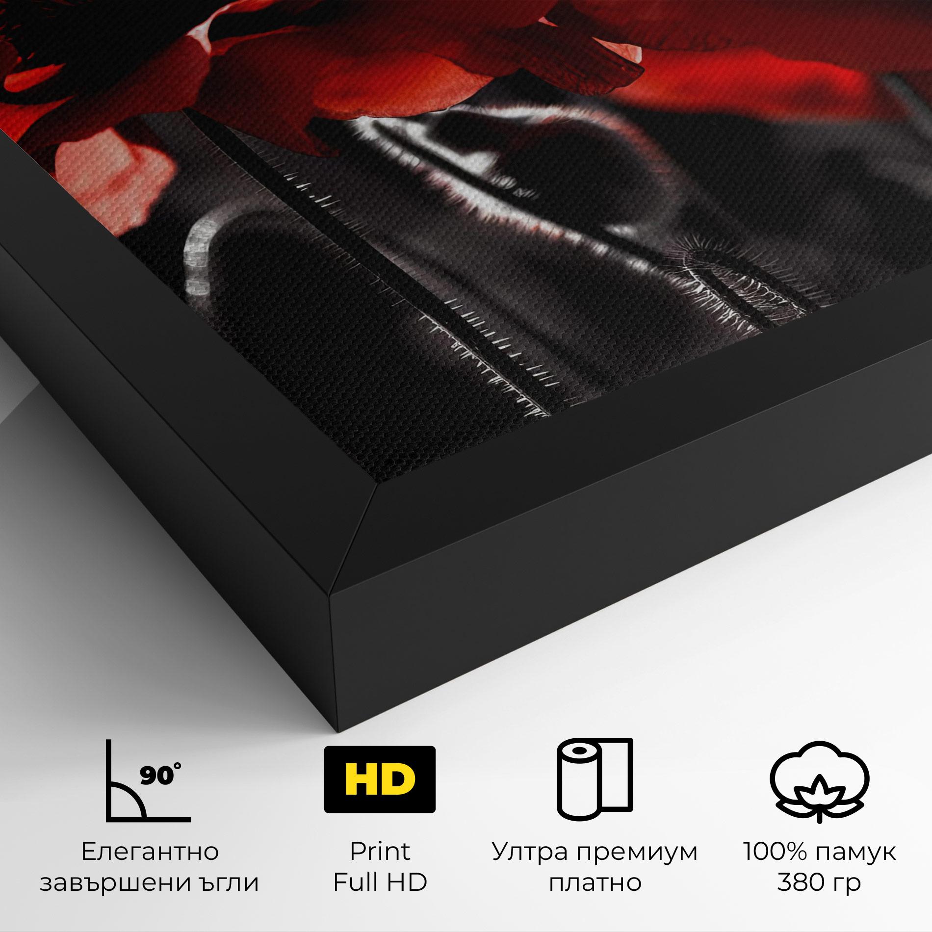 Картина на платно Light Red Poppy On Black mockup 4