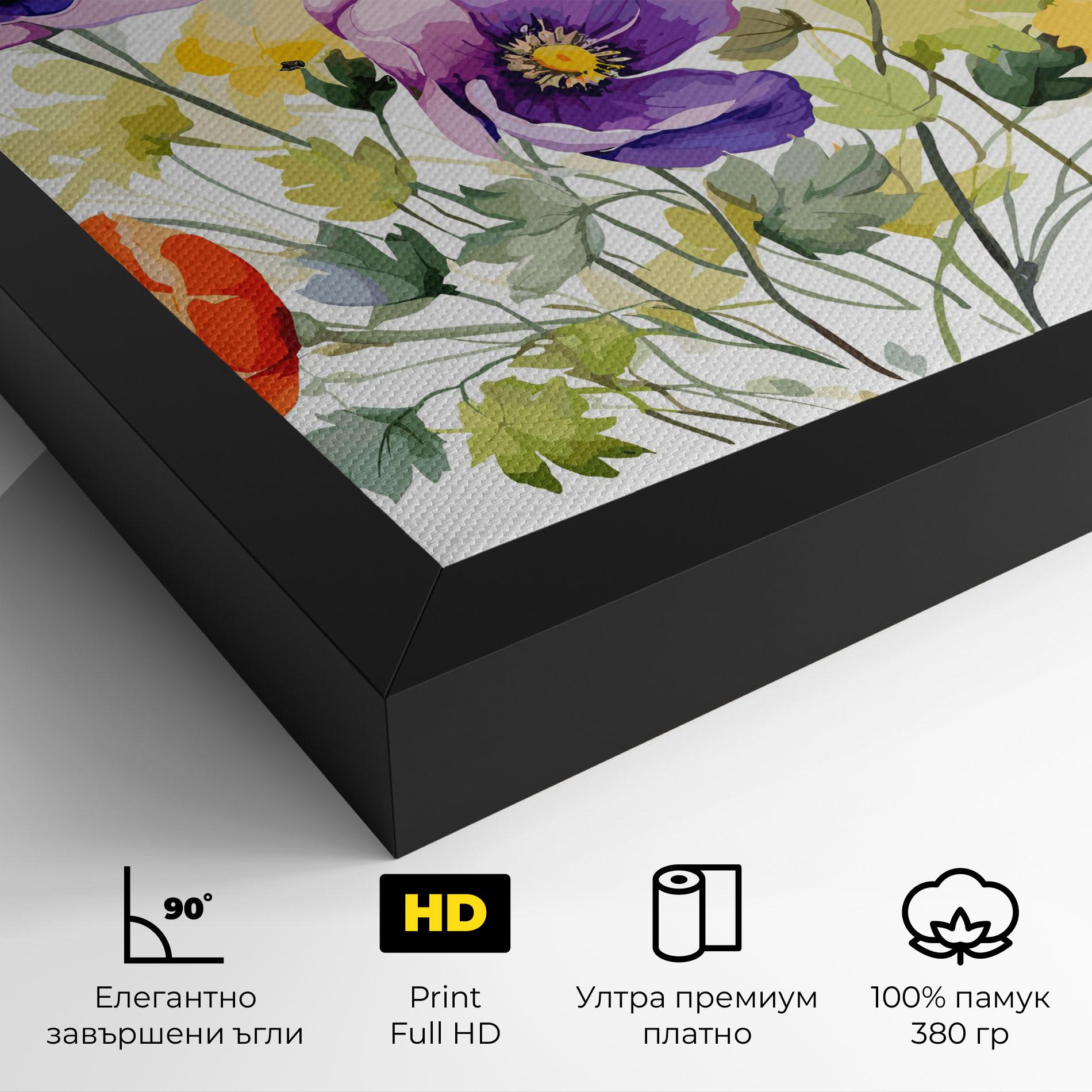 Картина на платно Purple Orange Poppy mockup 4