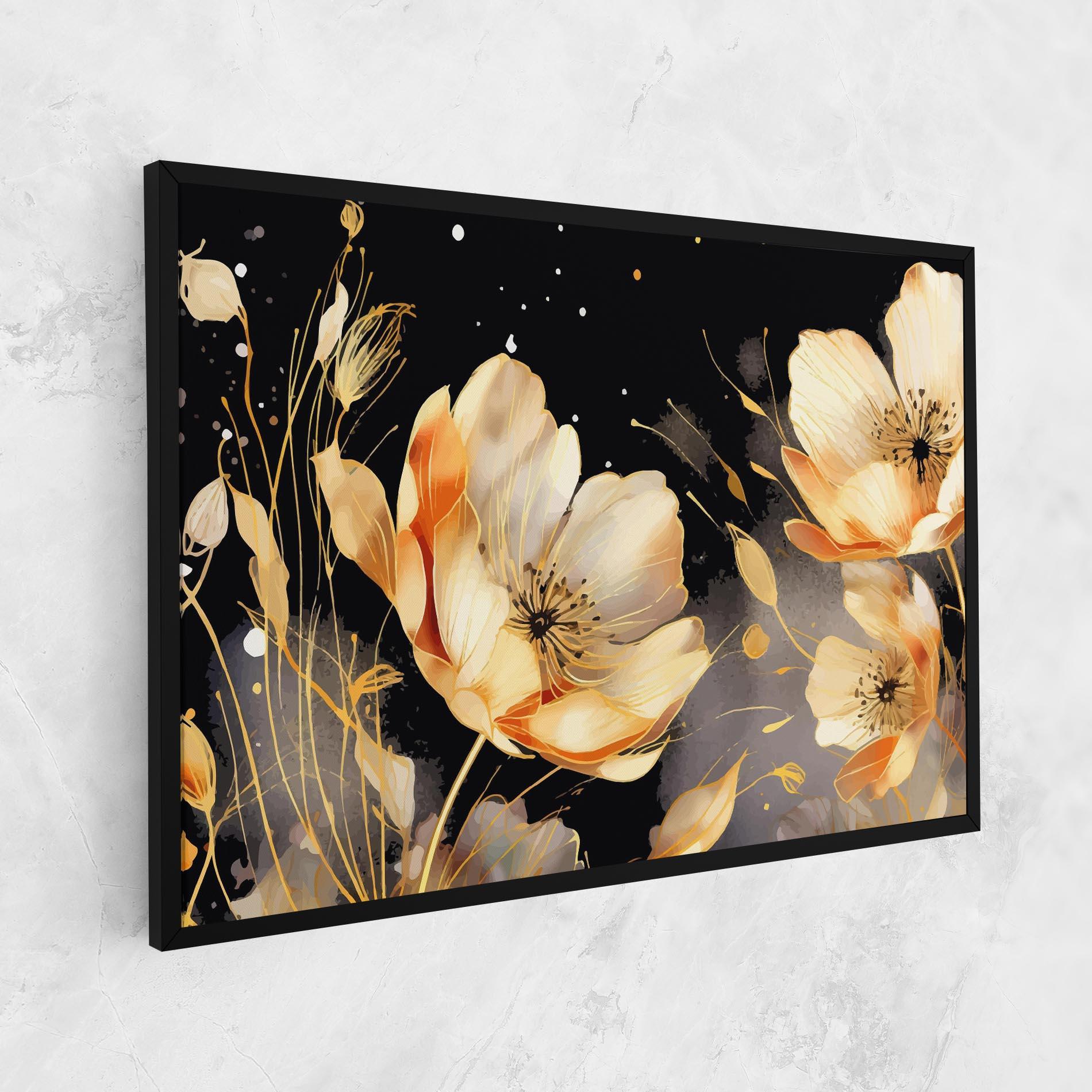Картина на платно Gold Poppy Black mockup 1