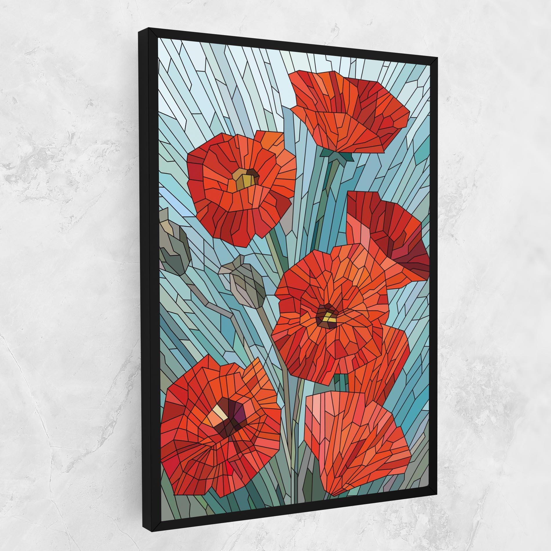 Картина на платно Blue Glass Poppy mockup 1