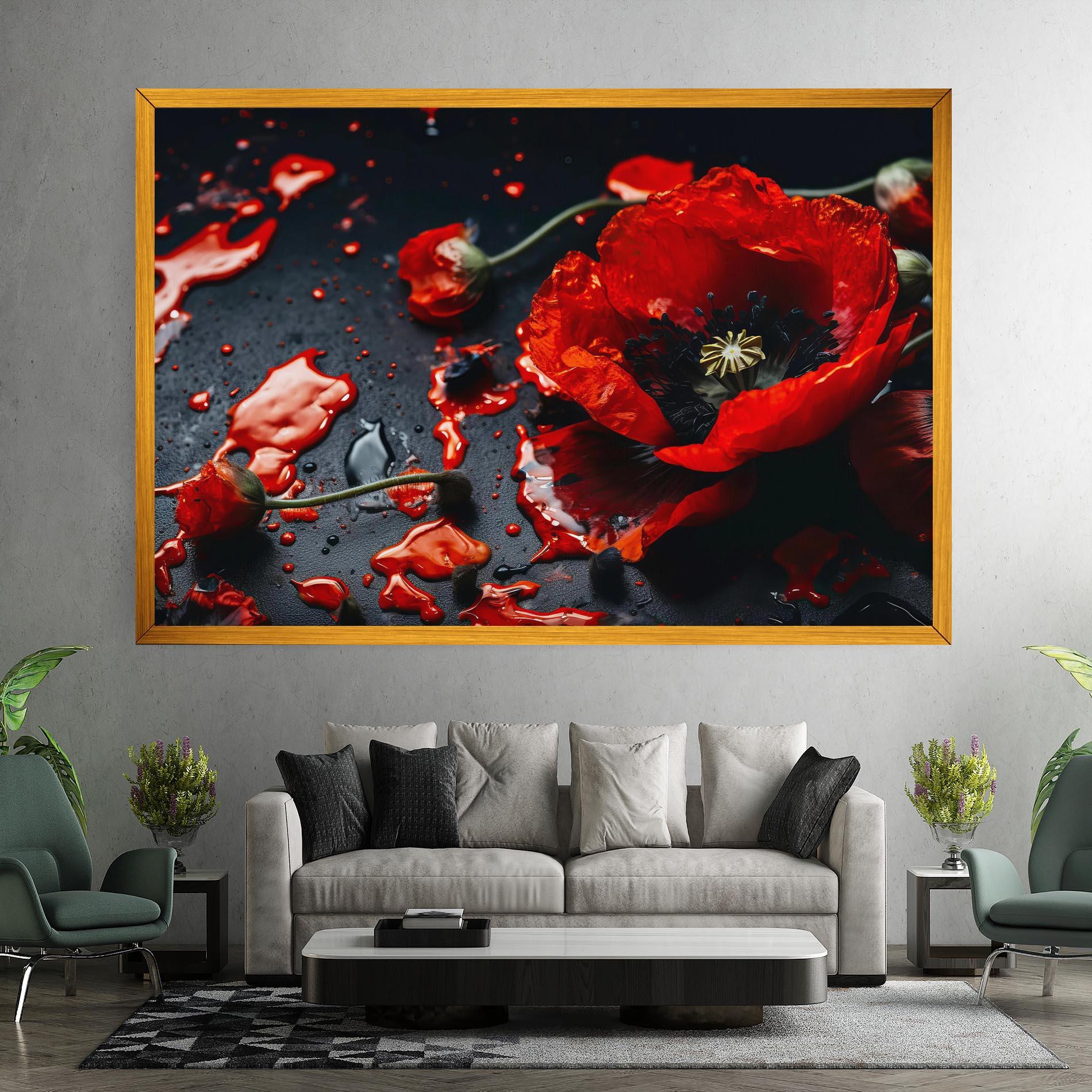 Картина на платно Beautiful Red Poppy Liquid mockup 7