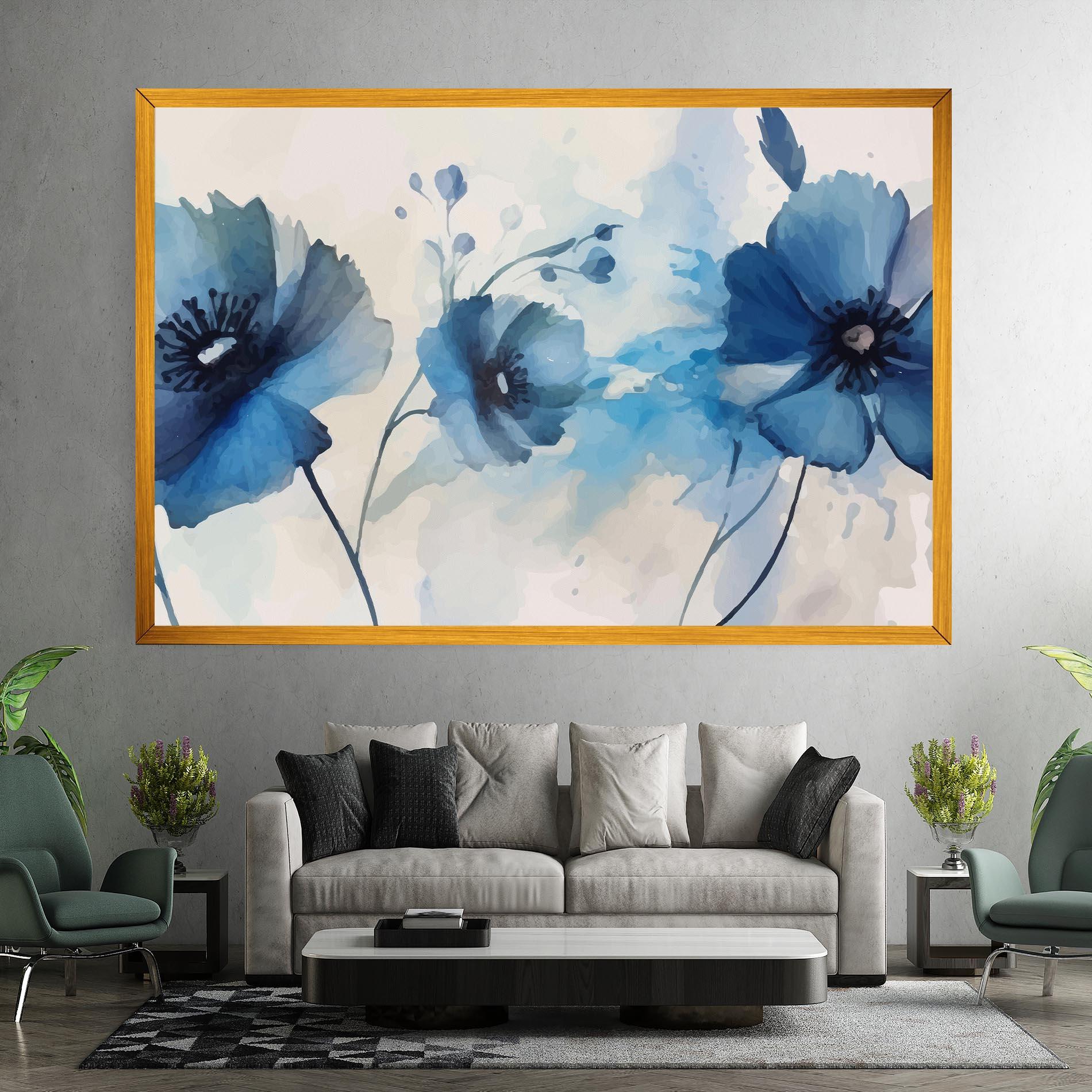 Картина на платно Blue Poppies mockup 7