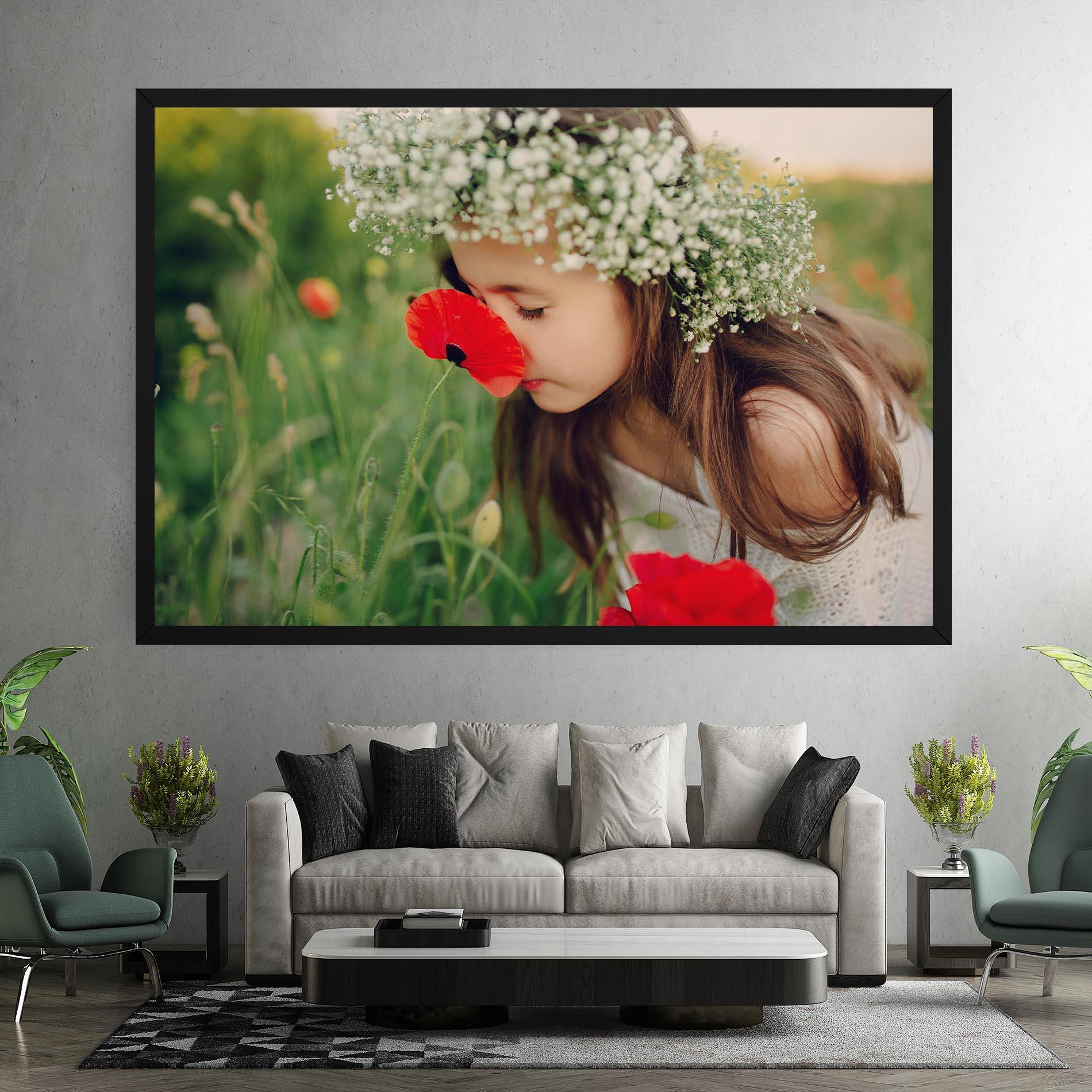 Картина на платно Girl With Poppies mockup 7