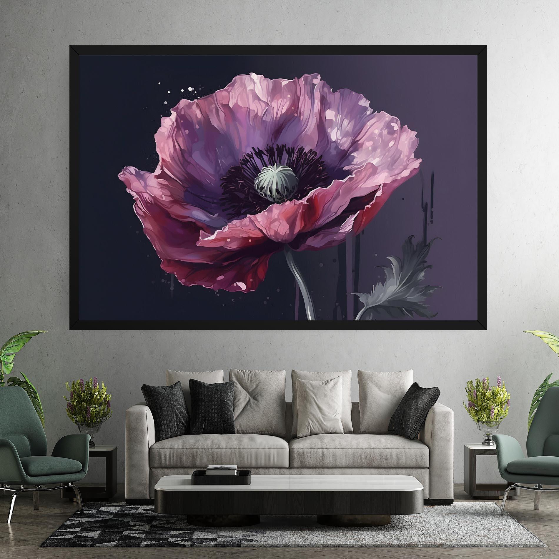 Картина на платно Light Purple Poppy mockup 7