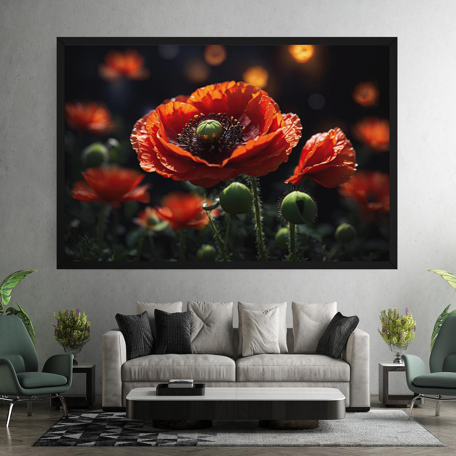 Картина на платно Red Poppy Close Up mockup 7