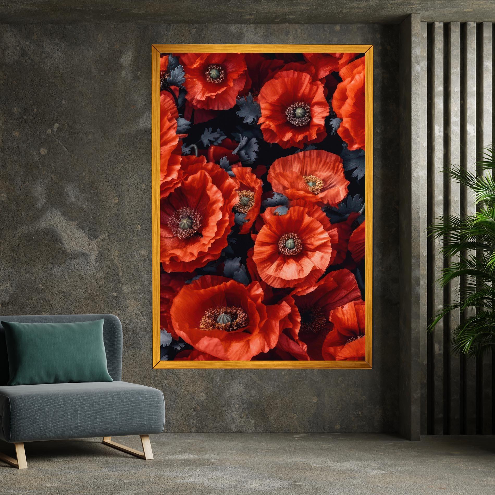 Картина на платно Black Red Poppies mockup 7