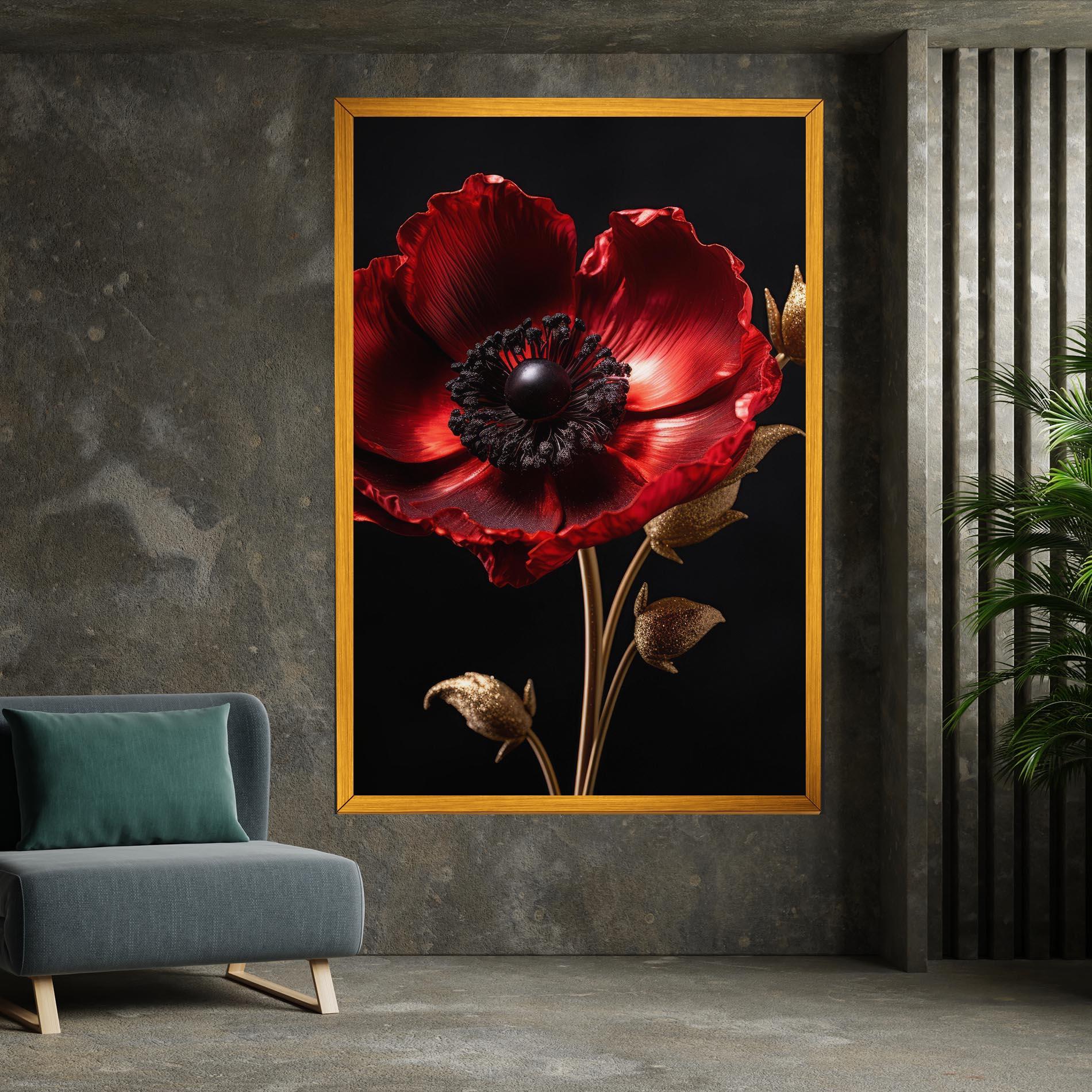 Картина на платно Dark Red Poppy mockup 7