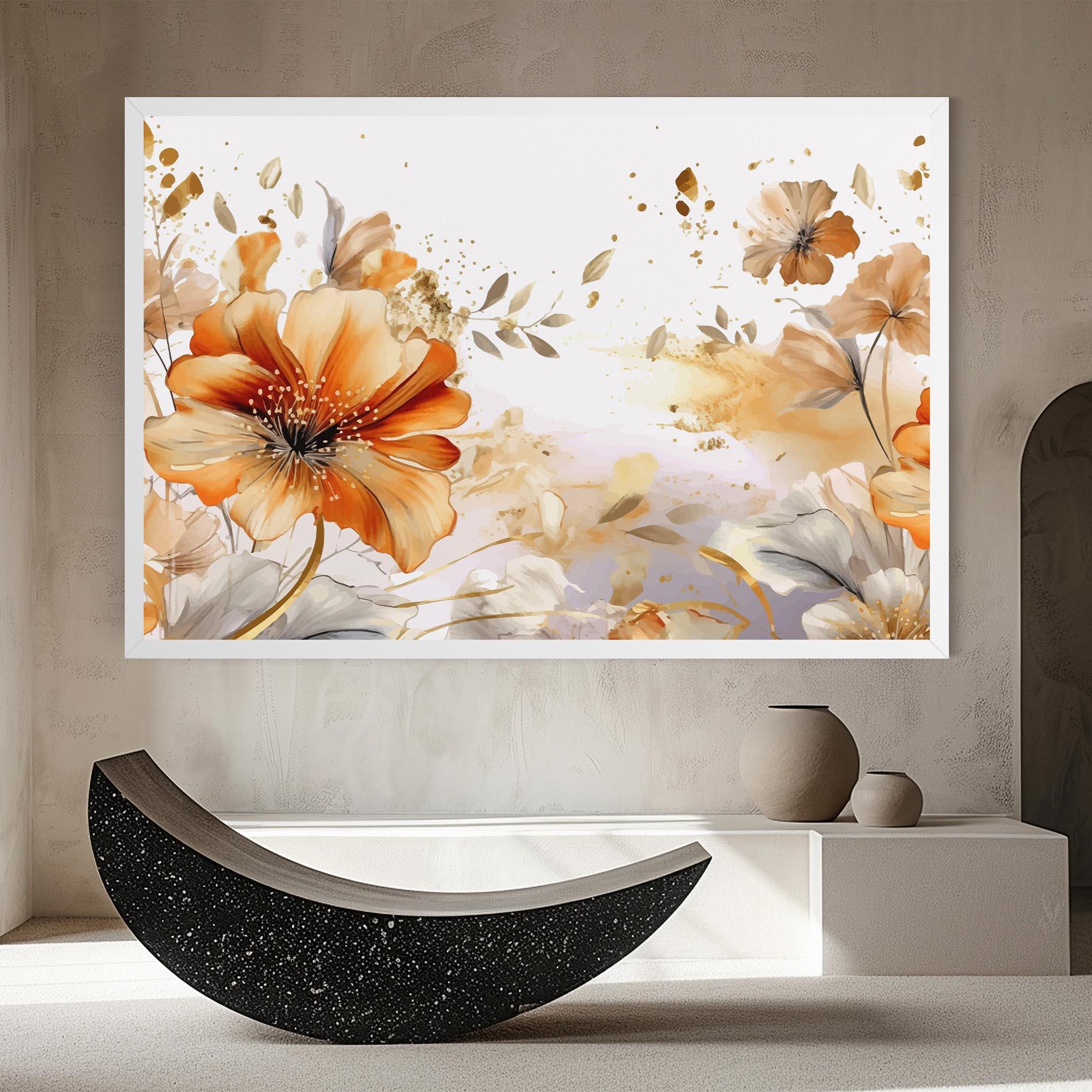 Картина на платно Gold Orange Poppy mockup 8