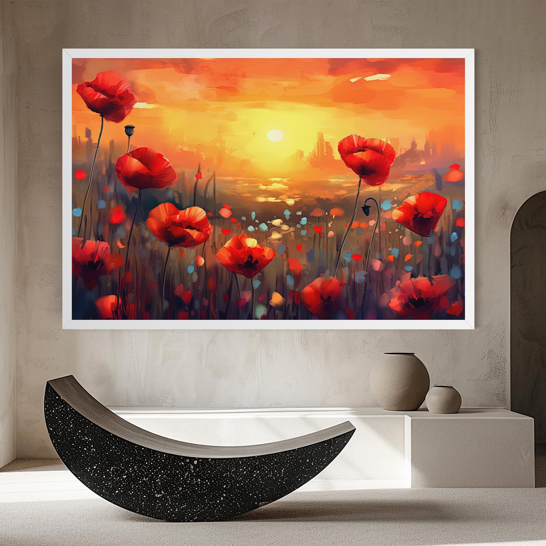 Картина на платно Sunrise Painting Poppies mockup 8