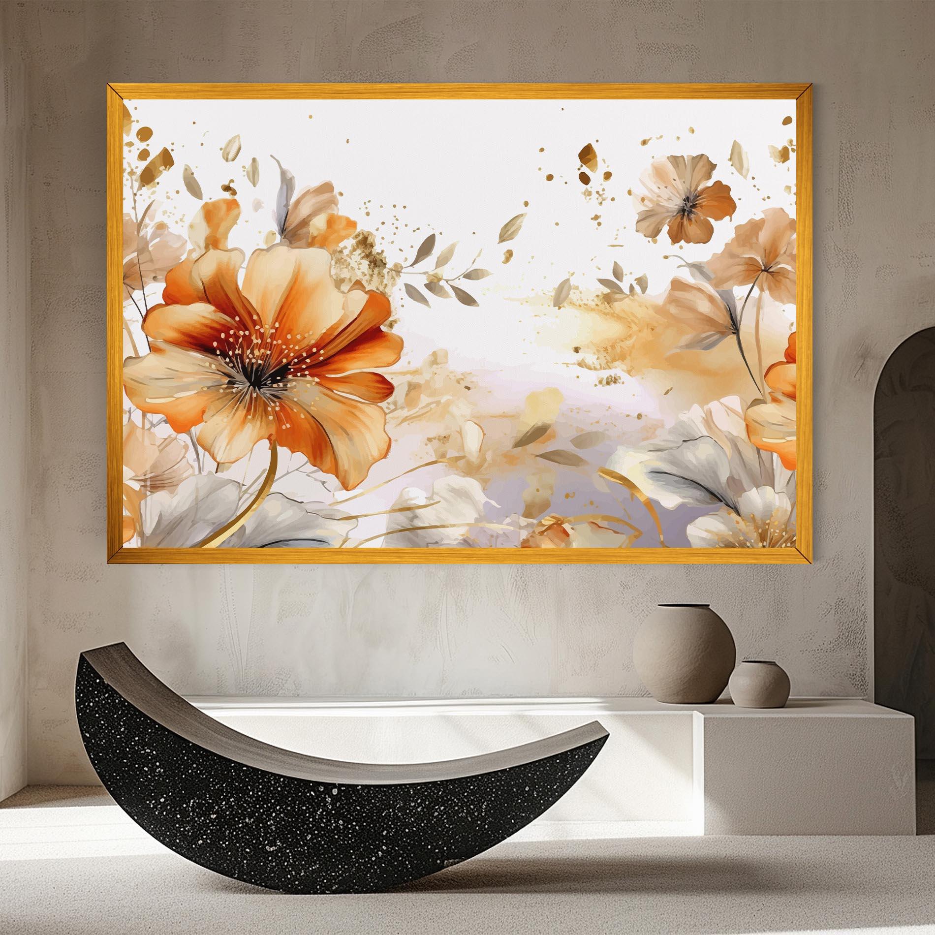 Картина на платно Gold Orange Poppy mockup 8