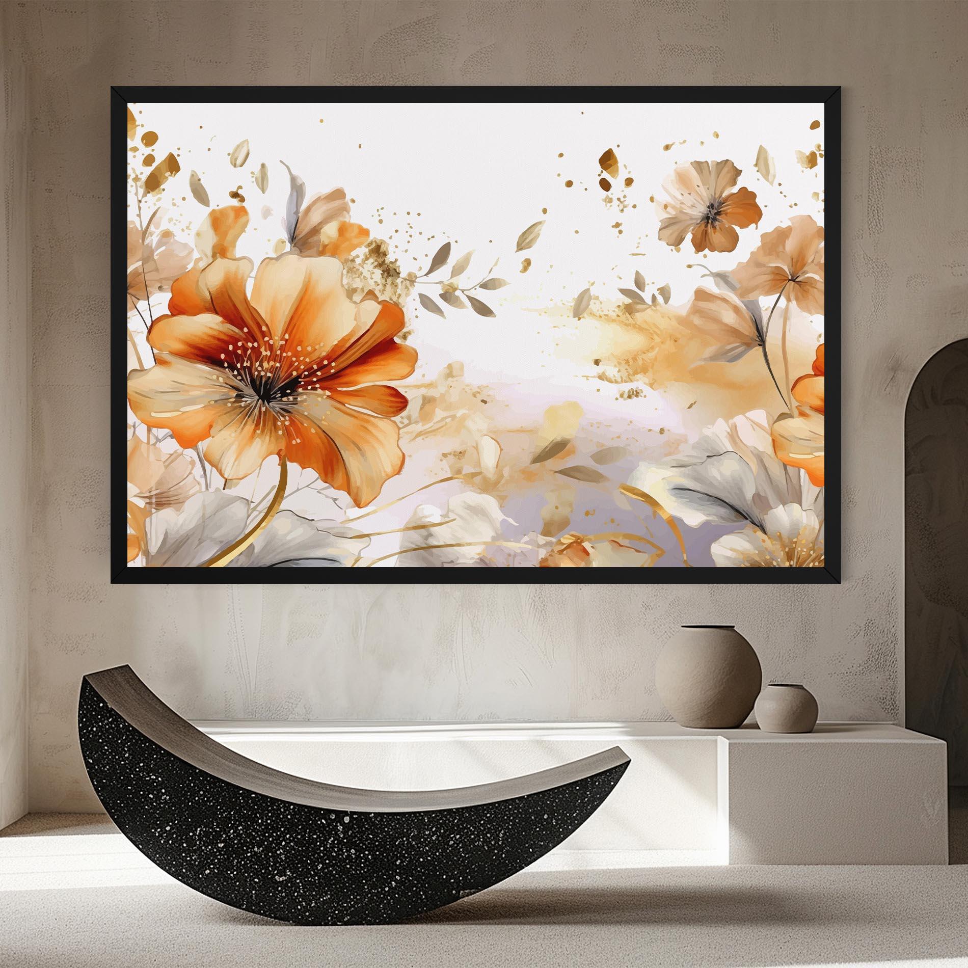 Картина на платно Gold Orange Poppy mockup 8