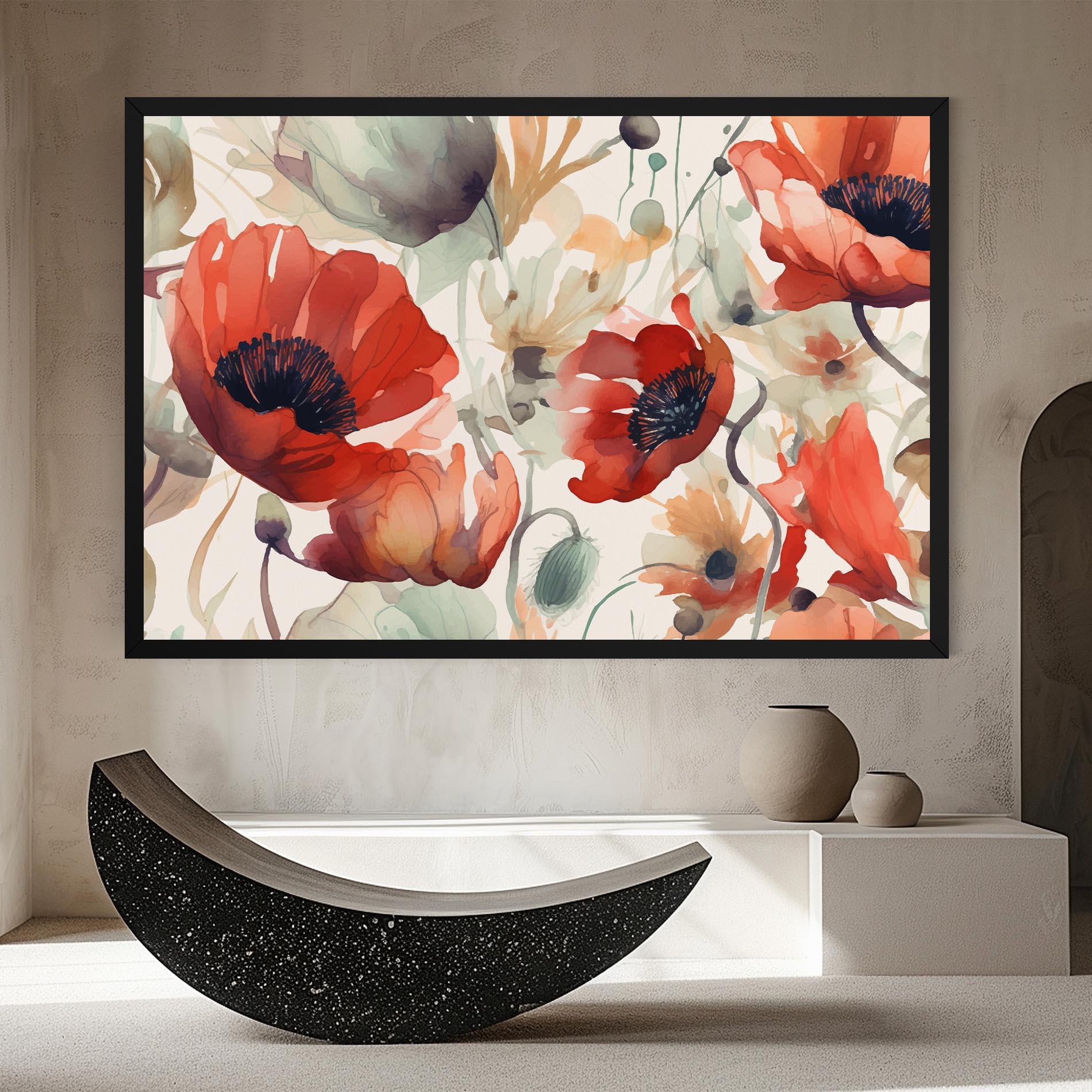 Картина на платно Poppy Red Cream mockup 8