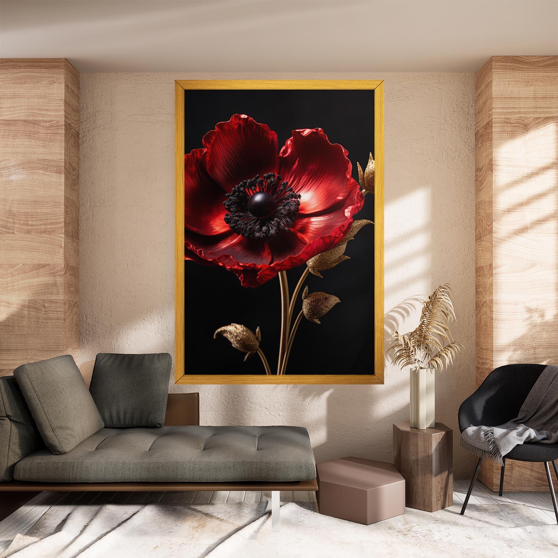 Картина на платно Dark Red Poppy mockup 8