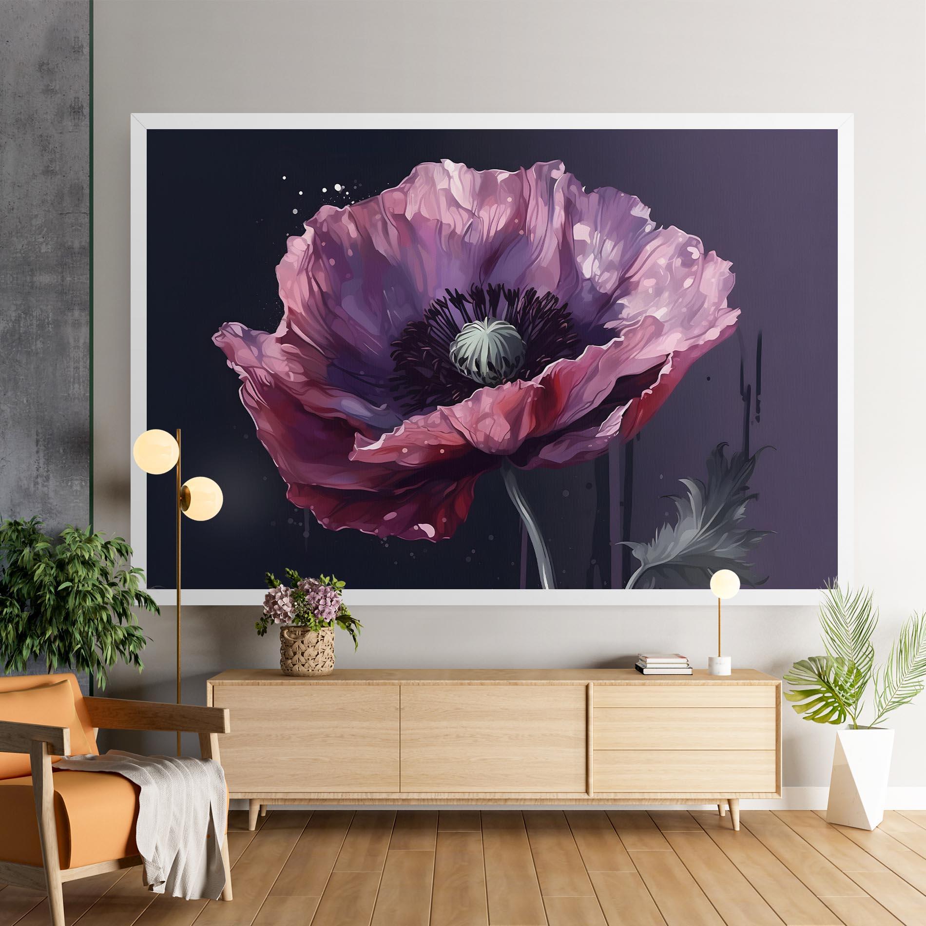 Картина на платно Light Purple Poppy mockup 9