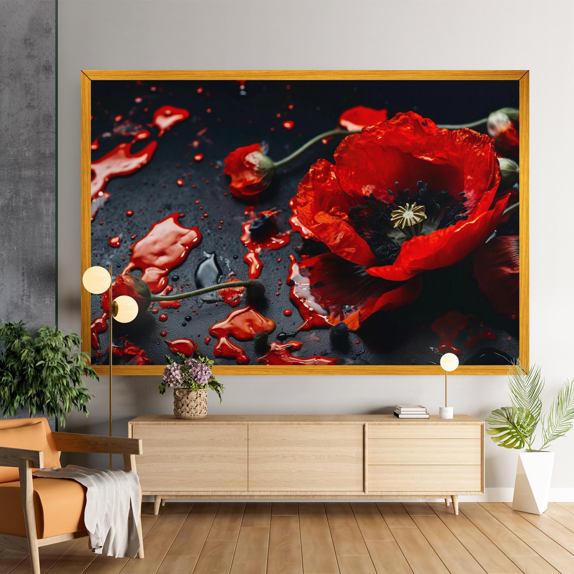 Картина на платно Beautiful Red Poppy Liquid mockup 9