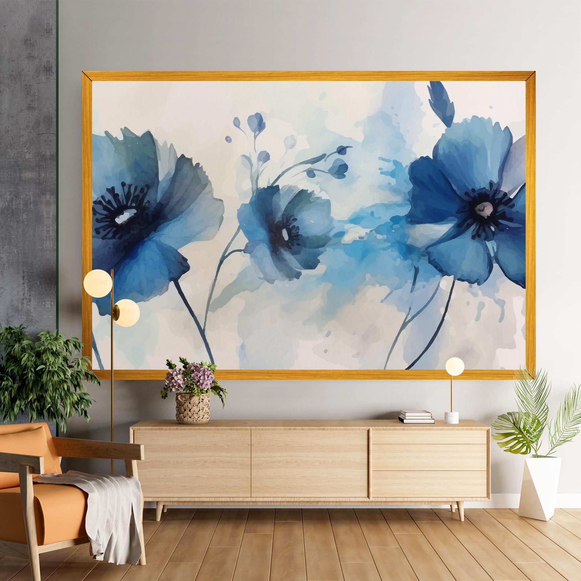 Картина на платно Blue Poppies mockup 9