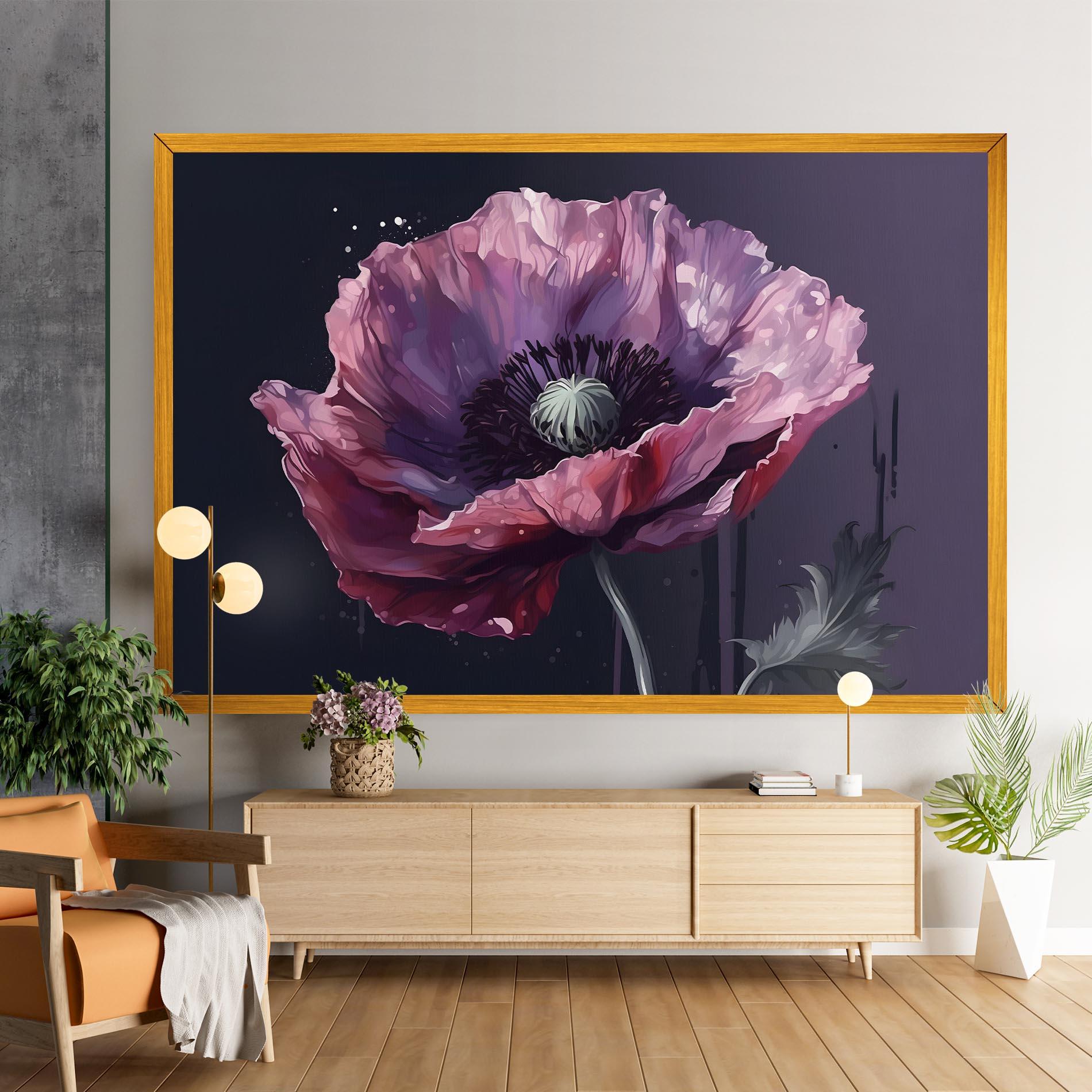Картина на платно Light Purple Poppy mockup 9