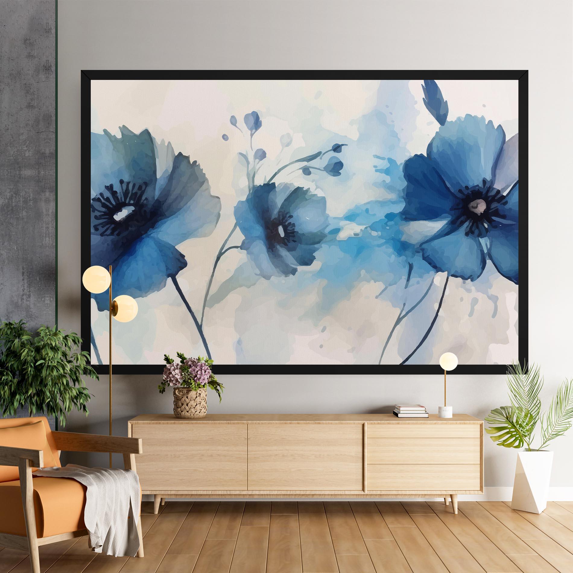 Картина на платно Blue Poppies mockup 9