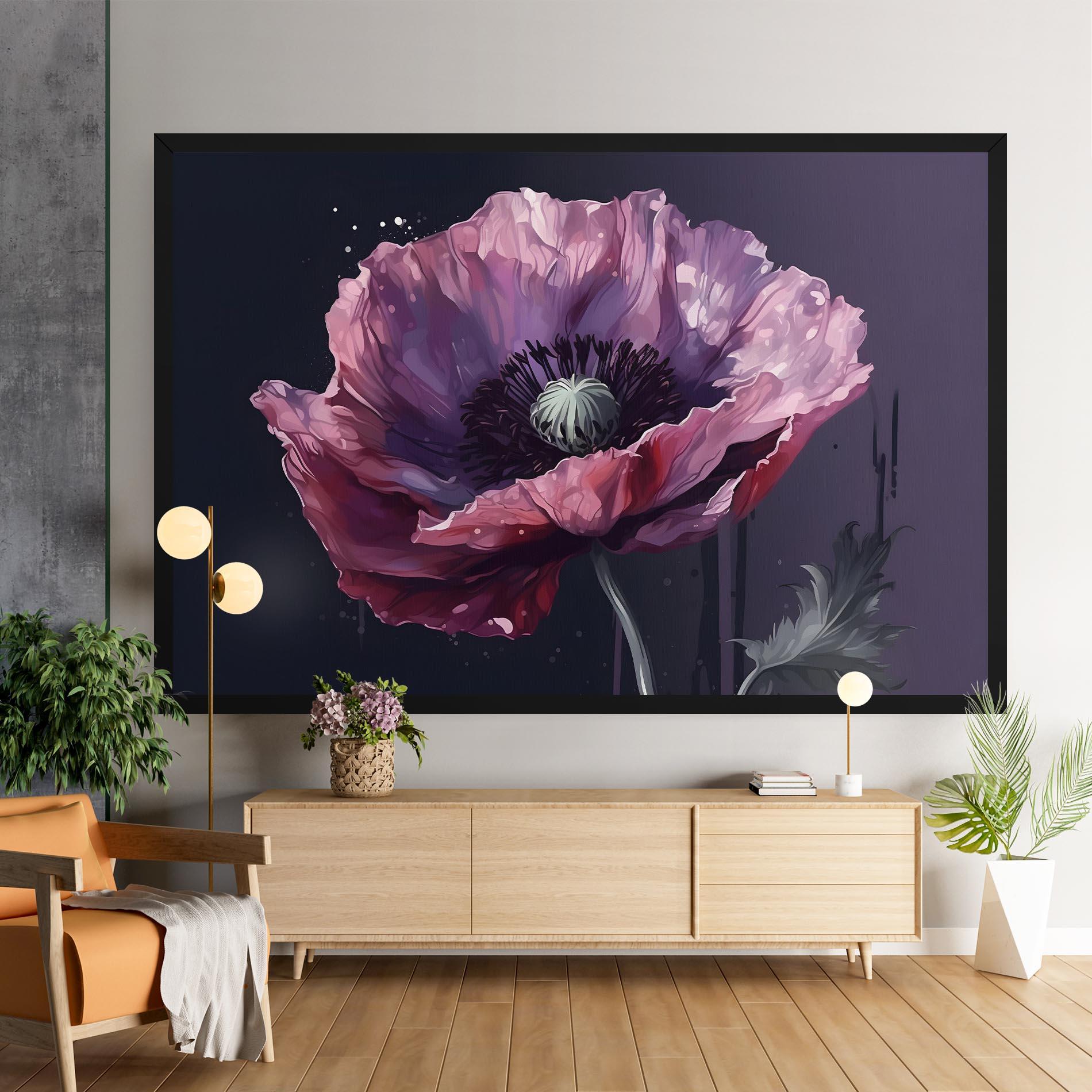 Картина на платно Light Purple Poppy mockup 9