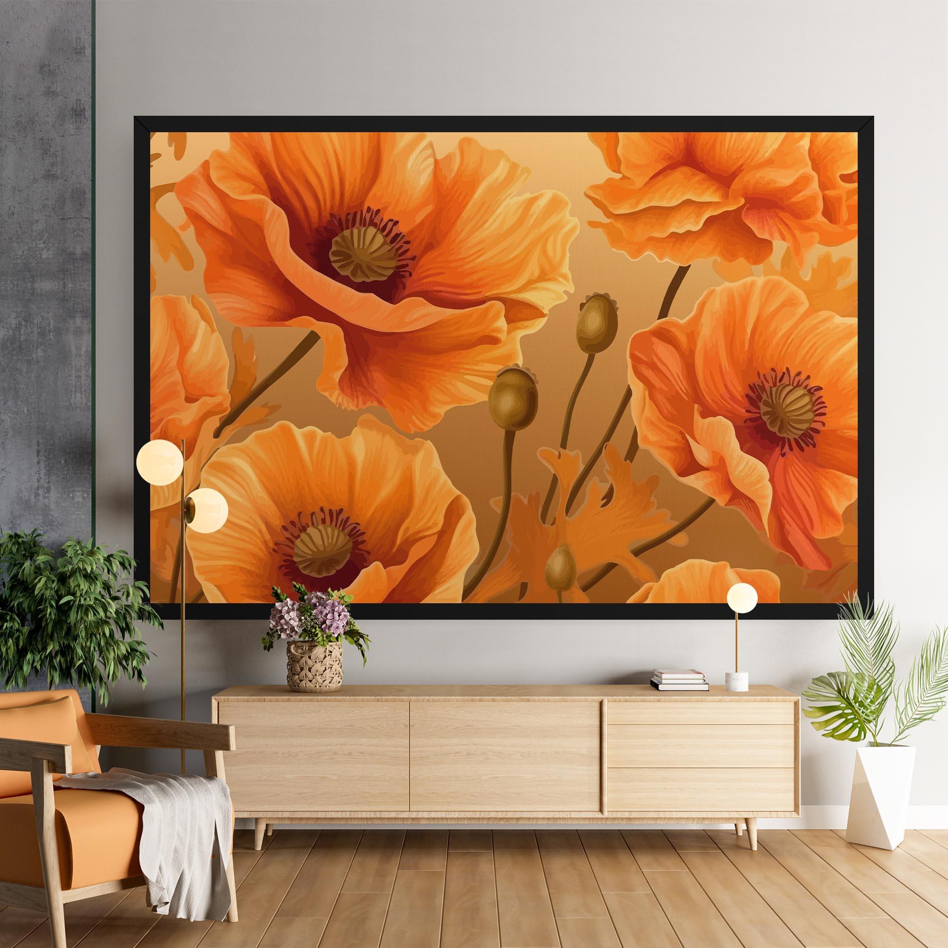 Картина на платно Pastel Orange Poppy mockup 9