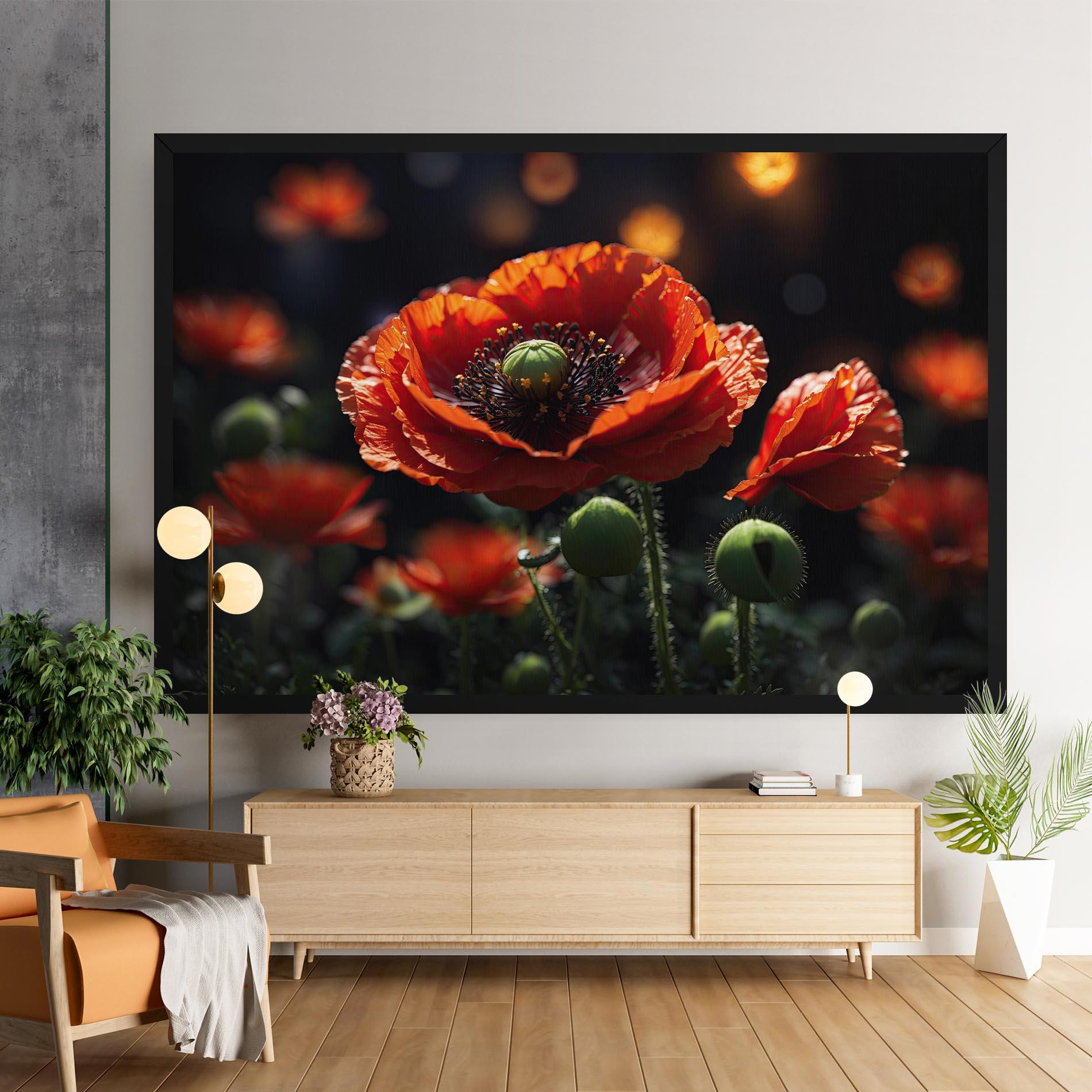 Картина на платно Red Poppy Close Up mockup 9
