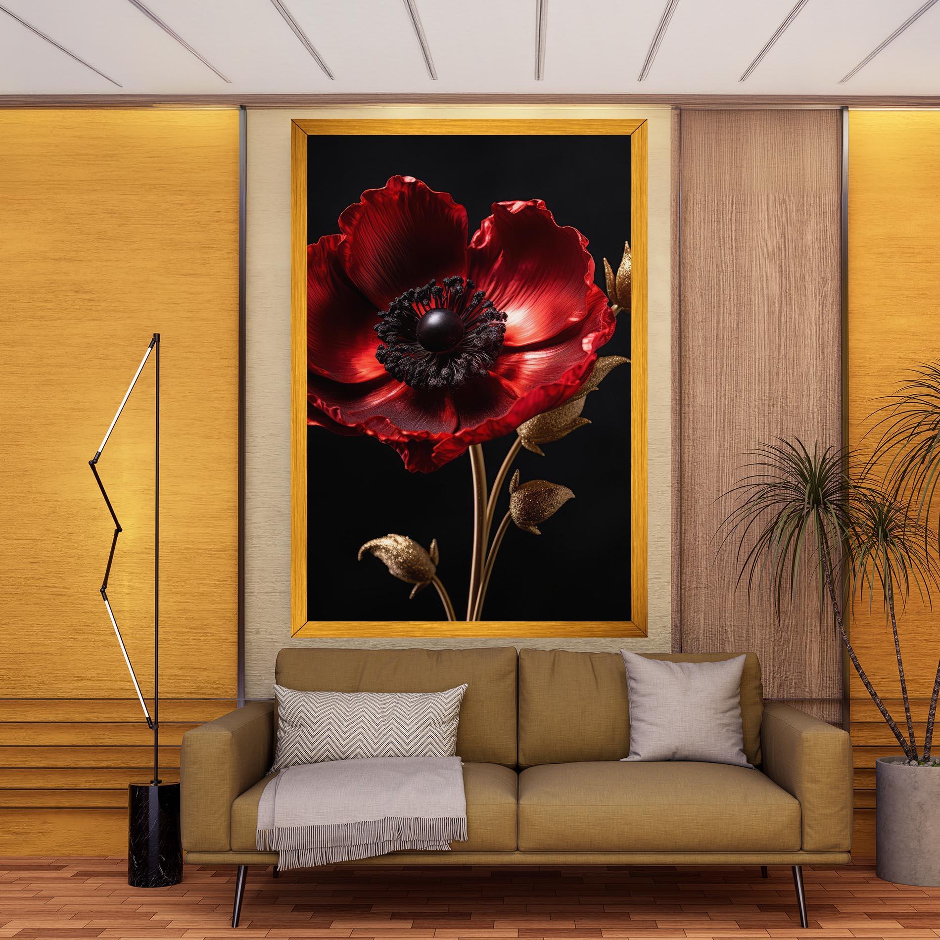 Картина на платно Dark Red Poppy mockup 9